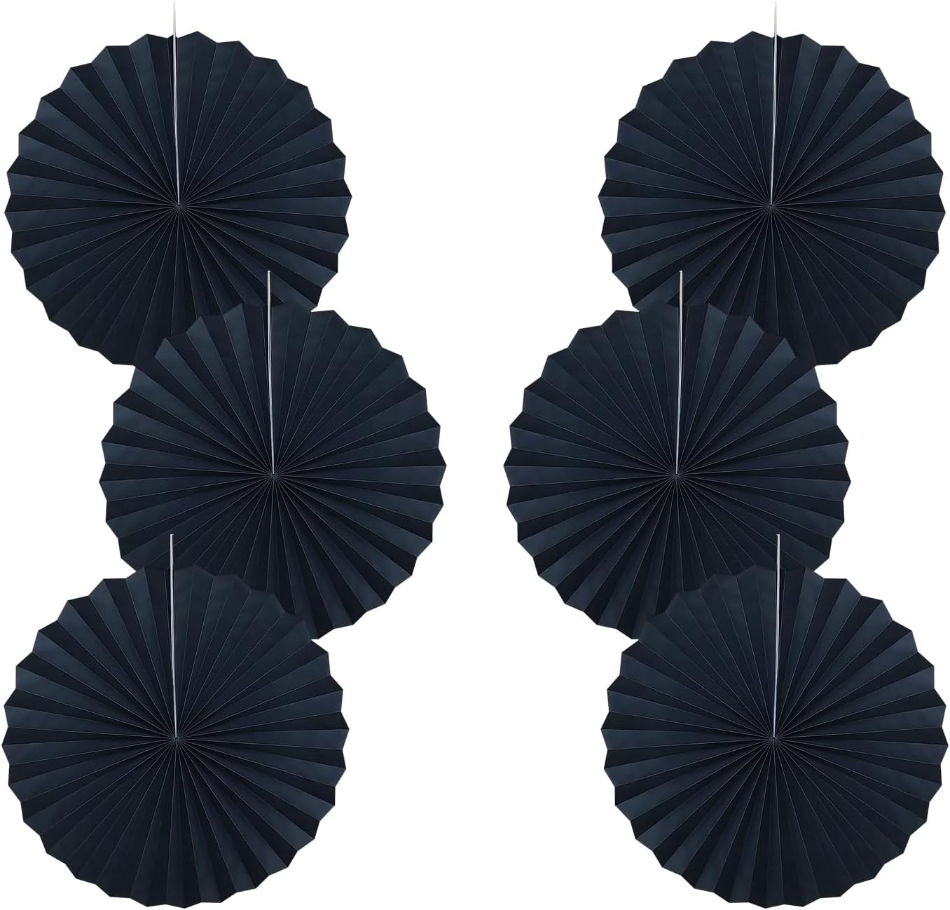 Black Party Decorations,Halloween Decor Events Accessories,Black Birthday Decorations,Anniversary Decorations for Party,Birthday Decorations for Men 16in Hanging Paper Fans 30 Color DIY Set(Black)