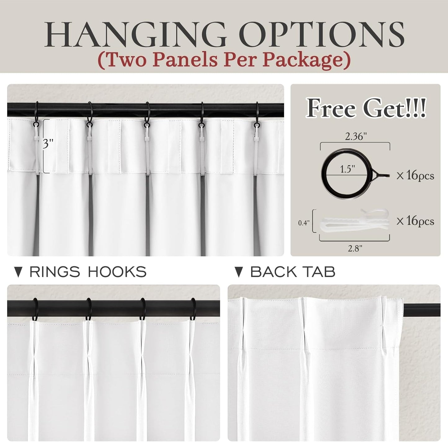 Solid White Linen Blackout Viral Curtains 96 Inches Long for Bedroom, Modern Pinch Pleated Boho Window Curtains para Sala Room Darkening Thermal Heavy Track Drapes 96 Inch 2 Panels Set