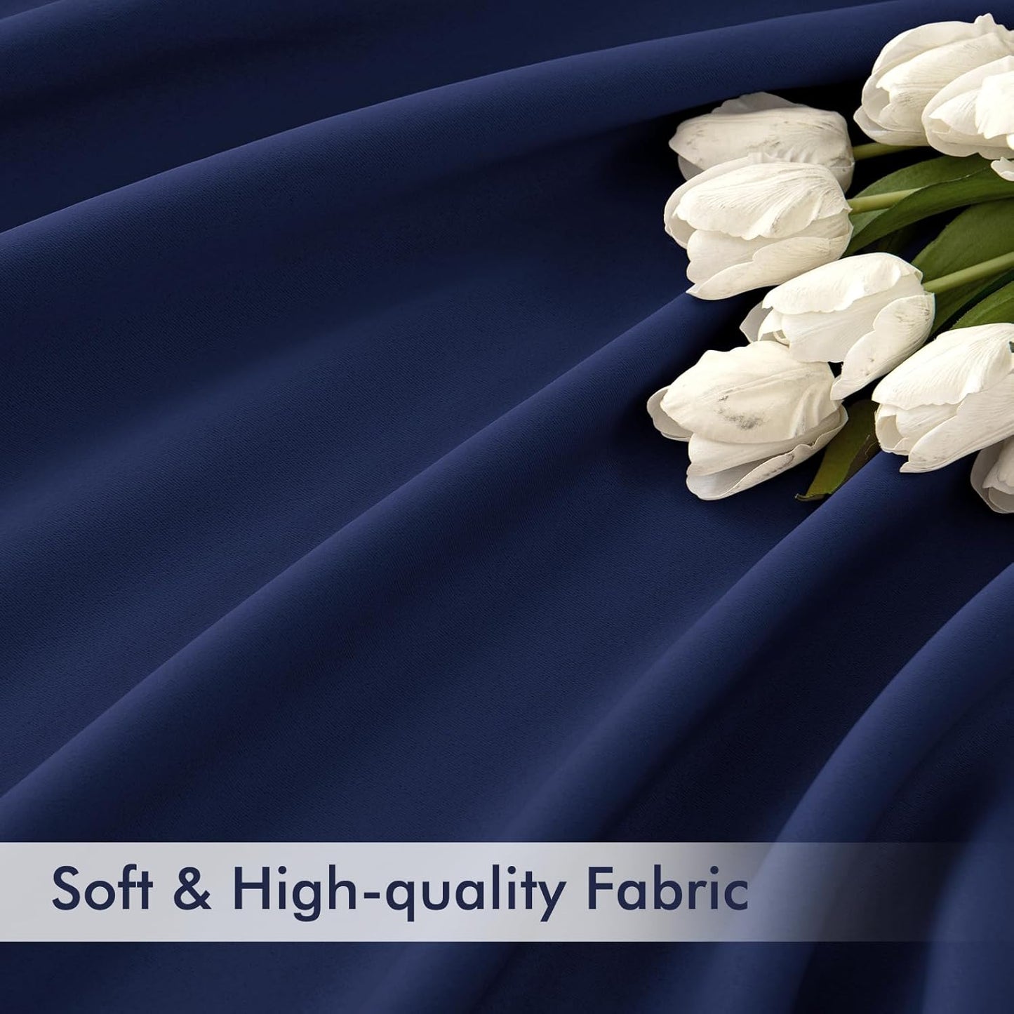 MIULEE Navy Blue Back Tab Blackout Curtains 108 Inch Long 2 Panels Set for Bedroom, Rod Pocket/Pinch Pleat Extra Long Thermal Insulated Living Room Darkening Pleated Light Blocking Drapes