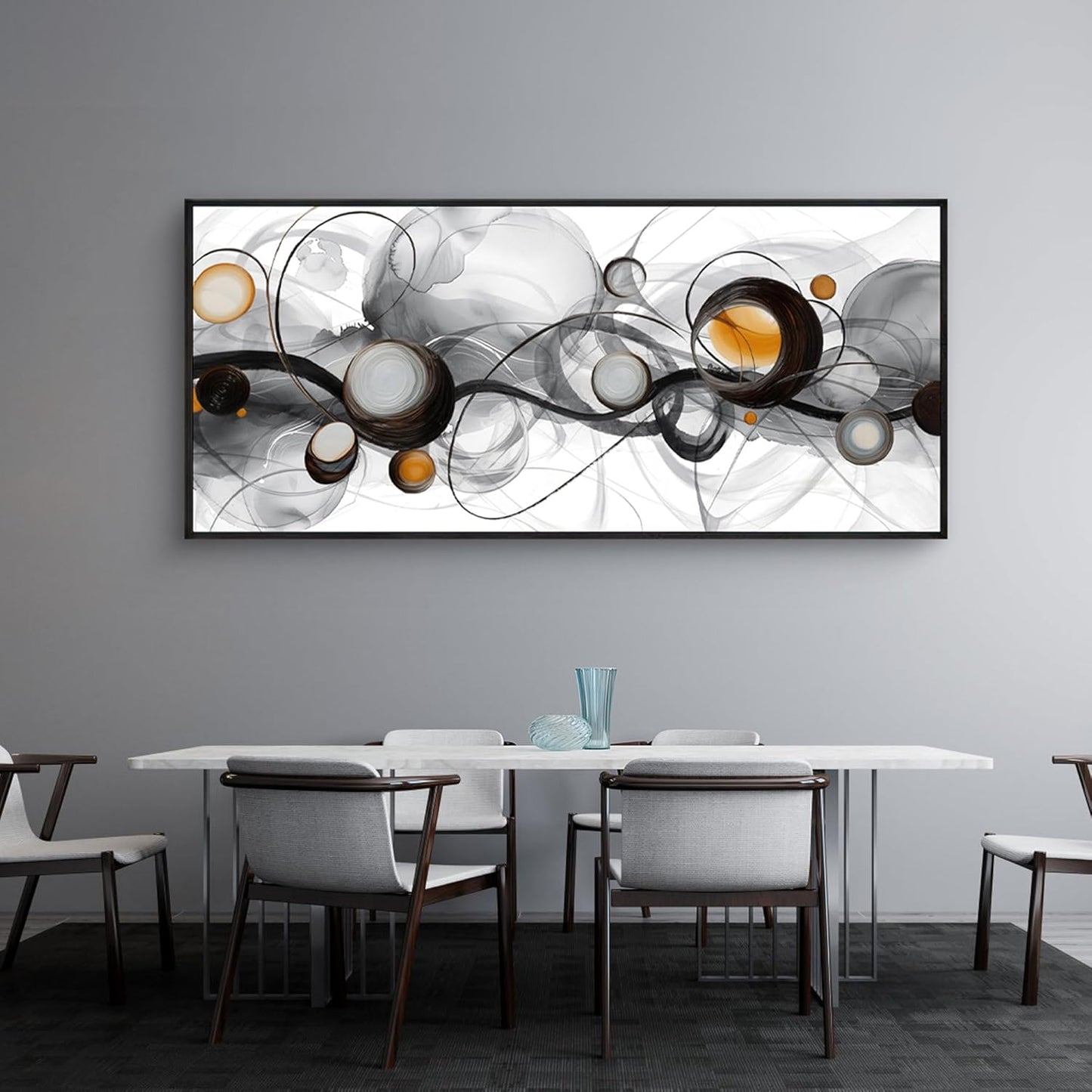 XLSJERST Large Size Frame Wall Art for Living Room - Abstract Artwork Minimalist Painting Modern Black and White Canvas Picture Boho Gray Wall Art