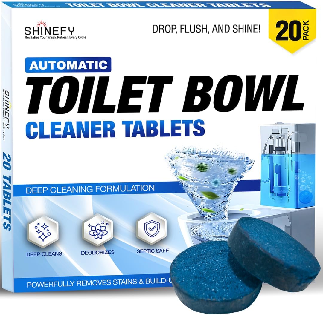 Automatic Toilet Bowl Cleaner Tablets – 20 Tabs - Blue Gel Toilet Tank Cleaners, Hard Water Ring Remover, Septic-Safe Heavy-Duty Stain & Smell Eliminator, Toilet Cleaning & Deodorizer