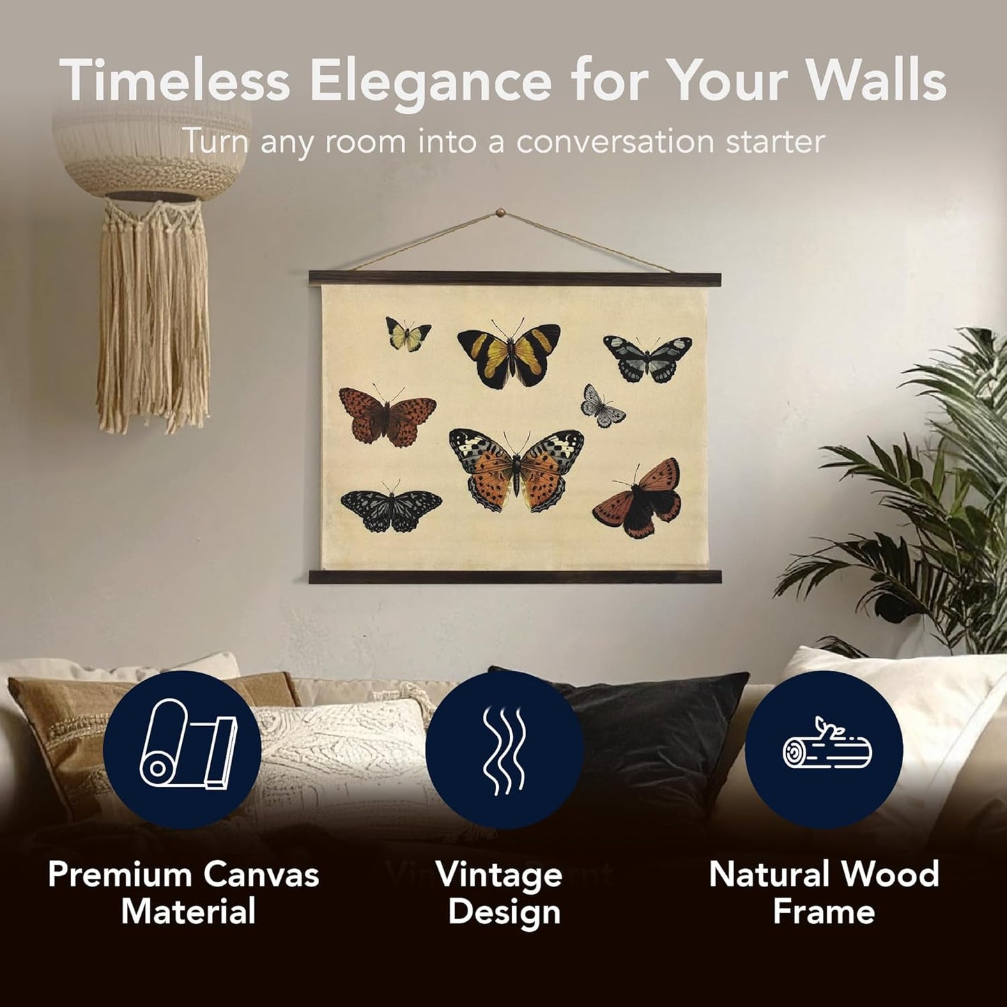American Art Decor Butterflies Collage Tapestry Wall Art - Monarchs & Fritillaries by Heather Myers