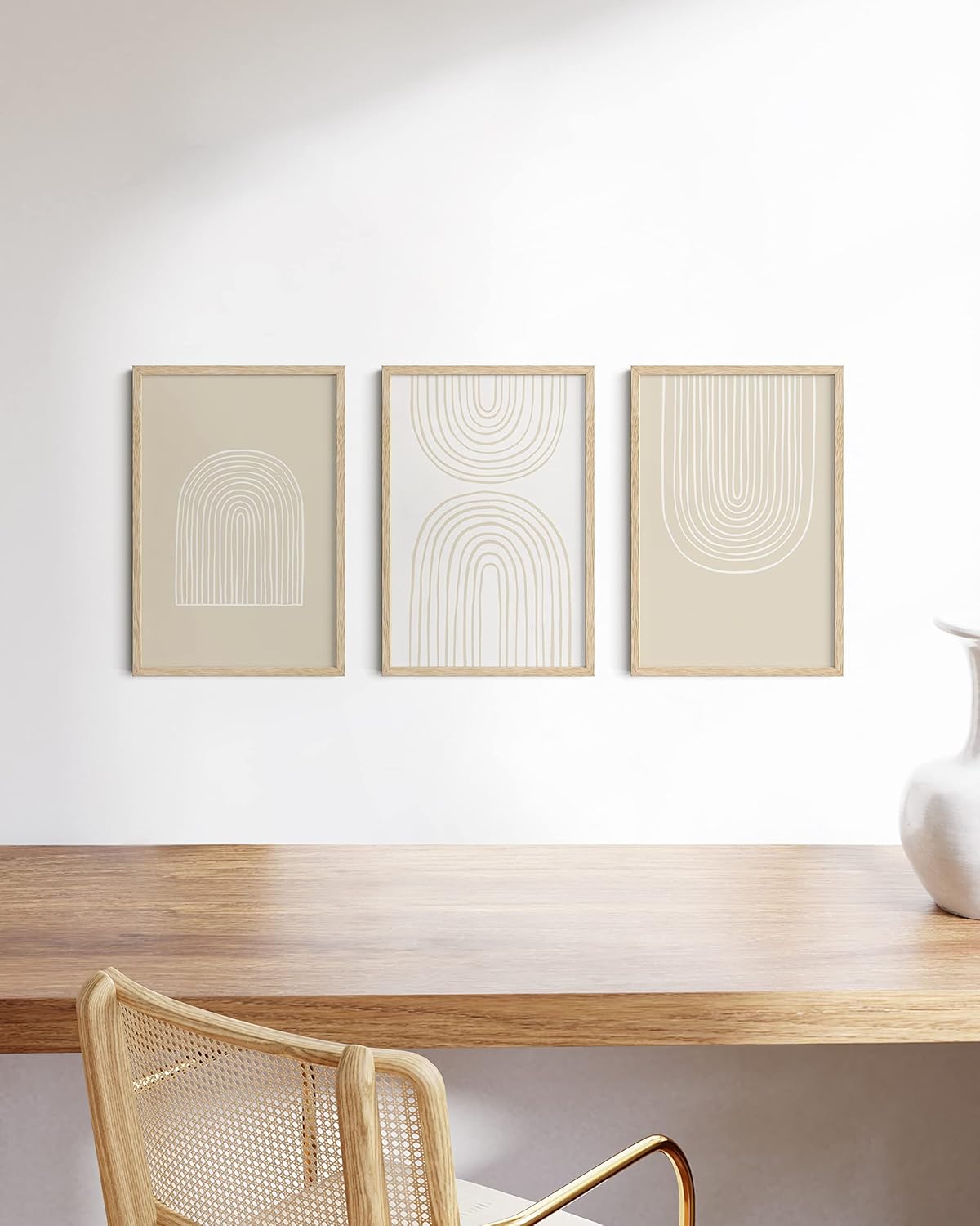 HAUS AND HUES 12 by 18 Picture Frame Set of 9-12 x 18 Poster Frame, 18x12 Light Wood Frame, 12x18 Frame, 12 x 18 Frame Natural Wood, 12 x 18 Picture Frame Wooden (Beige Frame)