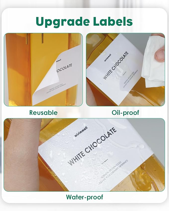 Olive Oil Dispenser For Kitchen, Glass Oil Bottle 500ML Oil And Vinegar Dispenser Set Of 4 with 4 Stainless Steel Pourers & 88 Labels, Soy Sauce Dispenser, Coffee Syrup Bottles