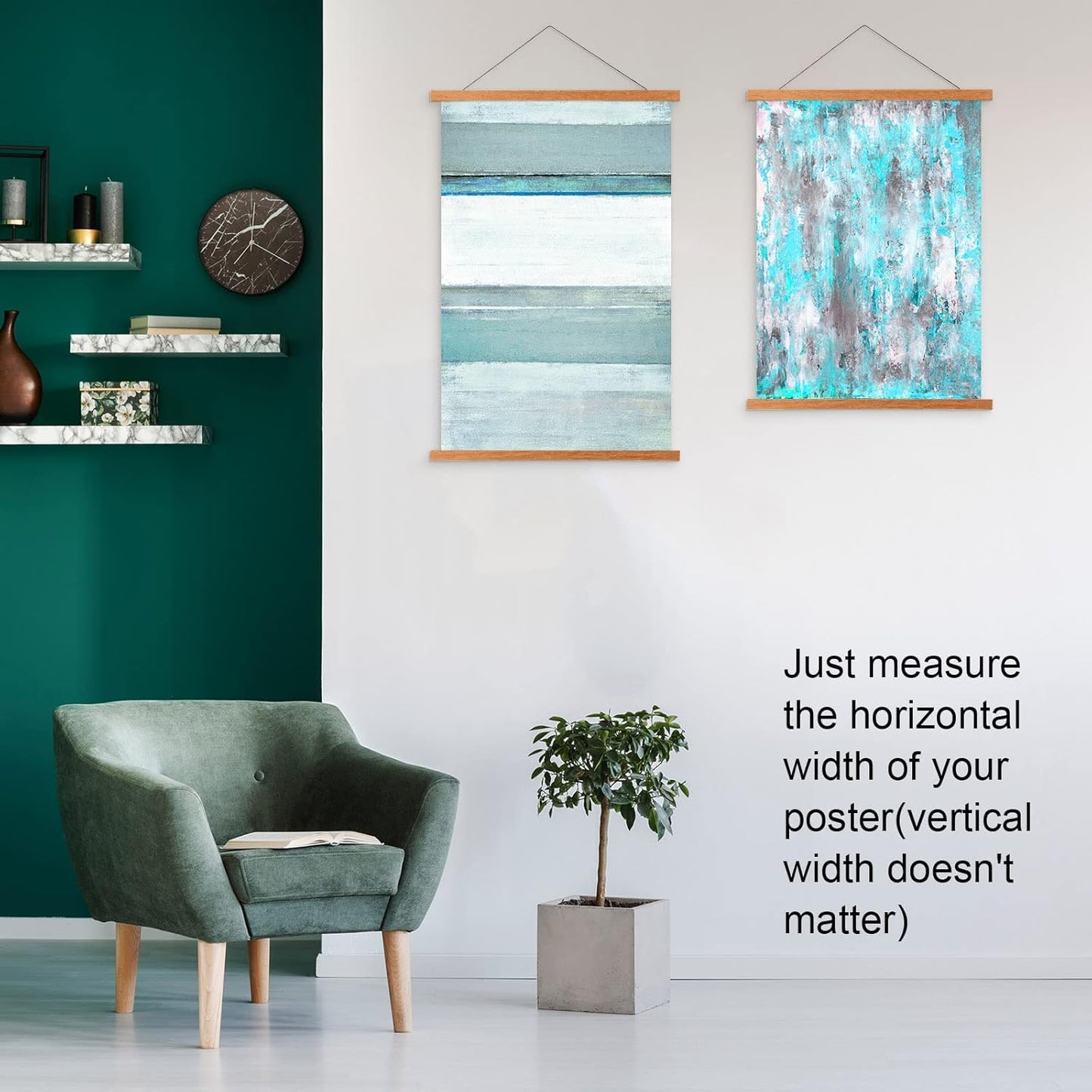 FALAMON Magnetic Poster Hanger Frame, 24x36 36x48 18x36 Teak Wood Magnet Poster Frame for Posters, Prints, Photos, Pictures, Maps, Scrolls, and Canvas Artwork