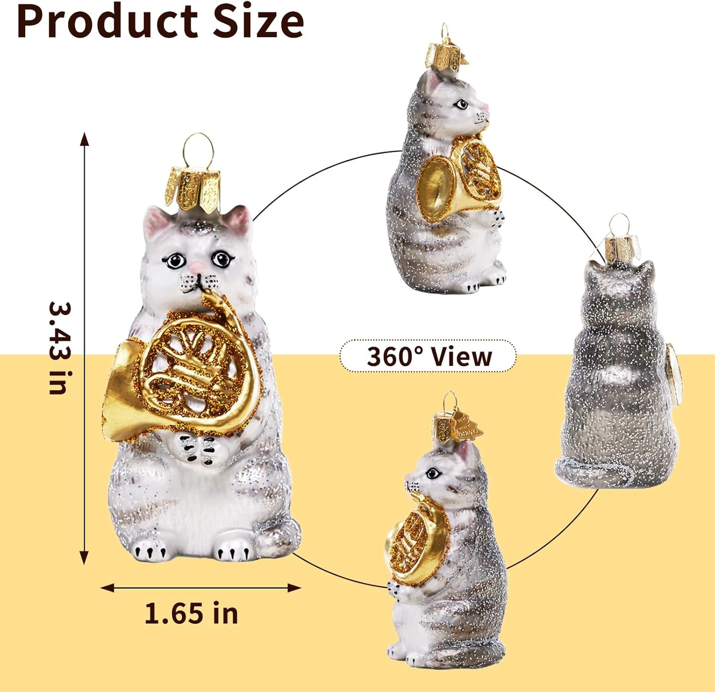 Cat Christmas Ornaments,Hand-Blown Glass Ornaments,Cat Collection Figurine Hanging Ornaments,Christmas Tree Decorations for Animal Lovers Holiday Party Home Gifts