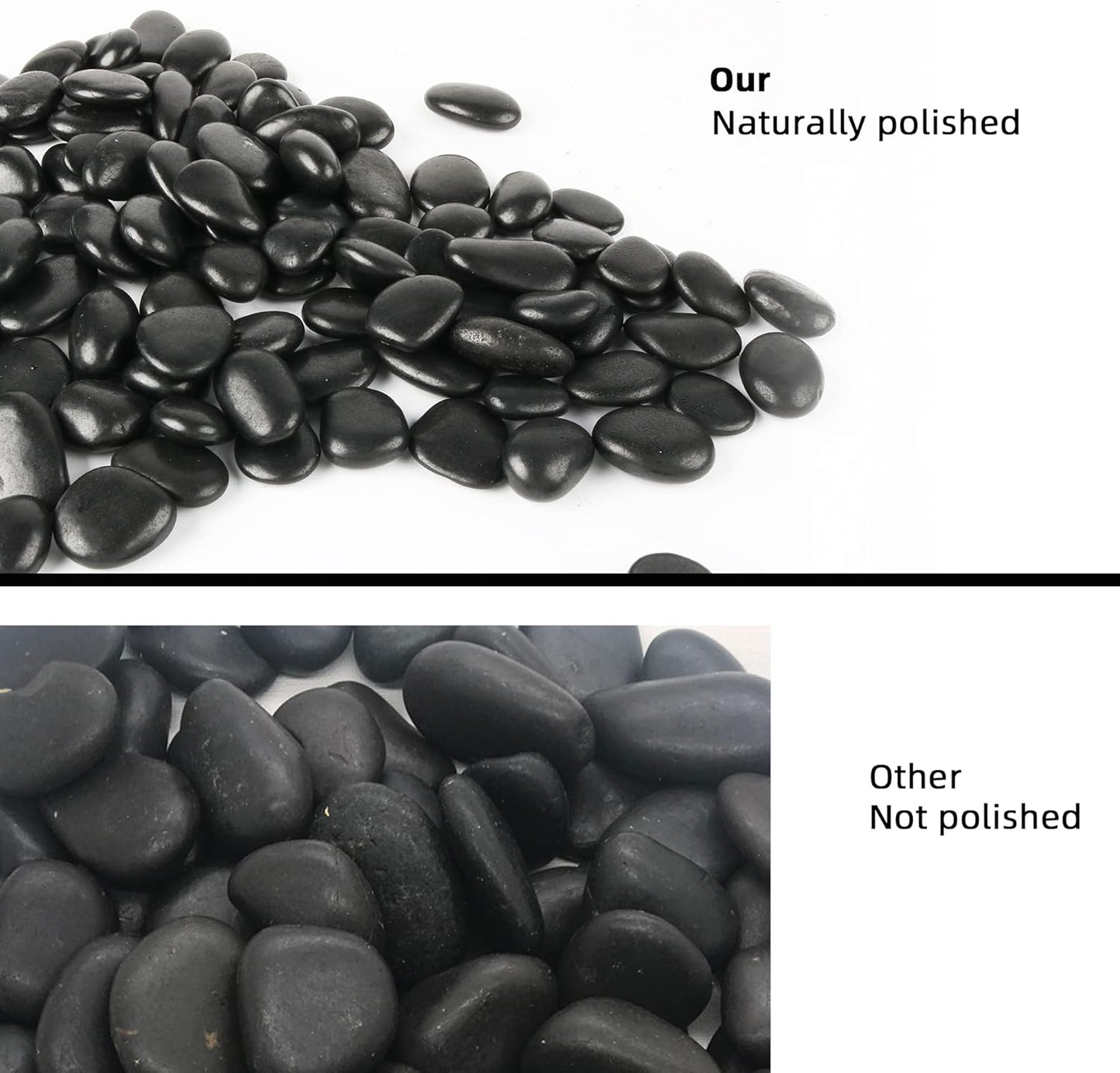 CJGQ Black Pebbles for Plants 7lb Bulk Bag Aquarium Gravel 0.5"- 1" Decorative Polished Fish Tank Stone River Rocks