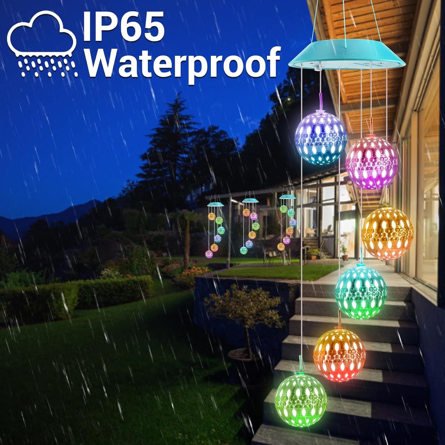 Toodour Solar Wind Chime, Color Changing Moroccan Ball Wind Chimes, LED Decorative Mobile, Gifts for Mom, Waterproof Outdoor Decorative Lights for Garden, Patio, Party, Yard, Outdoor Decorations