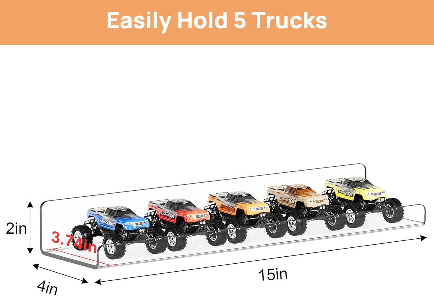 upsimples 12 Pack Acrylic Shelves Wall Organizer and Storage, 15" Display Shelf for Figure, Toy Cars, Perfume, Kids Bookshelf for Bedroom, Nursery, Craft Room, Clear