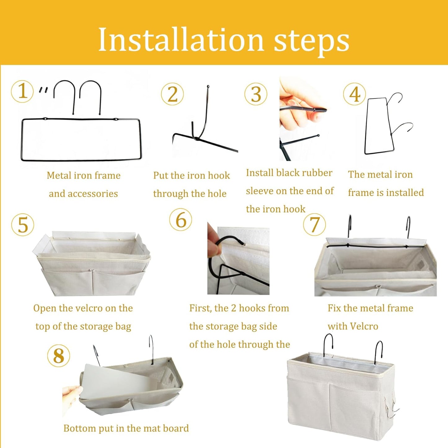 2-Pack Bedside Caddy, Bedside Hanging Storage Organizer for College Dorm Beds, Bunk Beds and Hospital Beds Rails, The Hanging Basket Can be Placed Magazine, Books, Phones,kettle, Glasses (Grey)