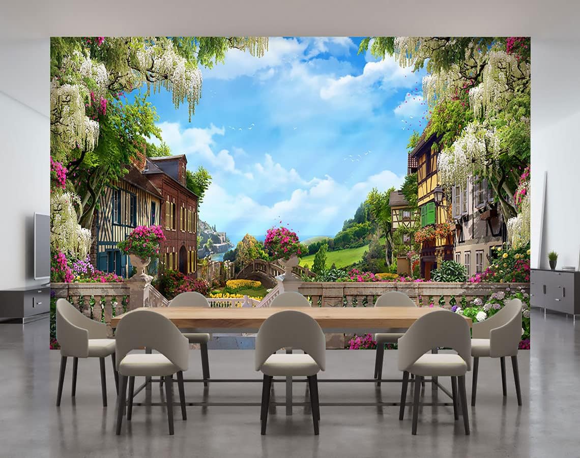 Wall Murals for Bedroom Venice Garden Large Mural Wallpaper Wall Stickers 108''x75''(Not Self-Adhesive)