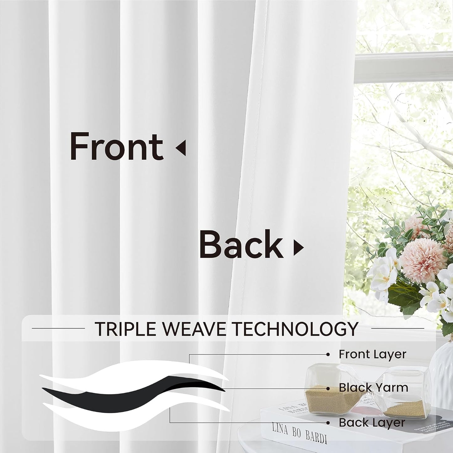 KangBang 2PCs White Pinch Pleat Wide Drapes for Sliding Door 60Wx105L Inches, Room Darkening Privacy Assured Polyester Curtains & Drapes Ceiling to Floor for Locker Room Living Room Basement