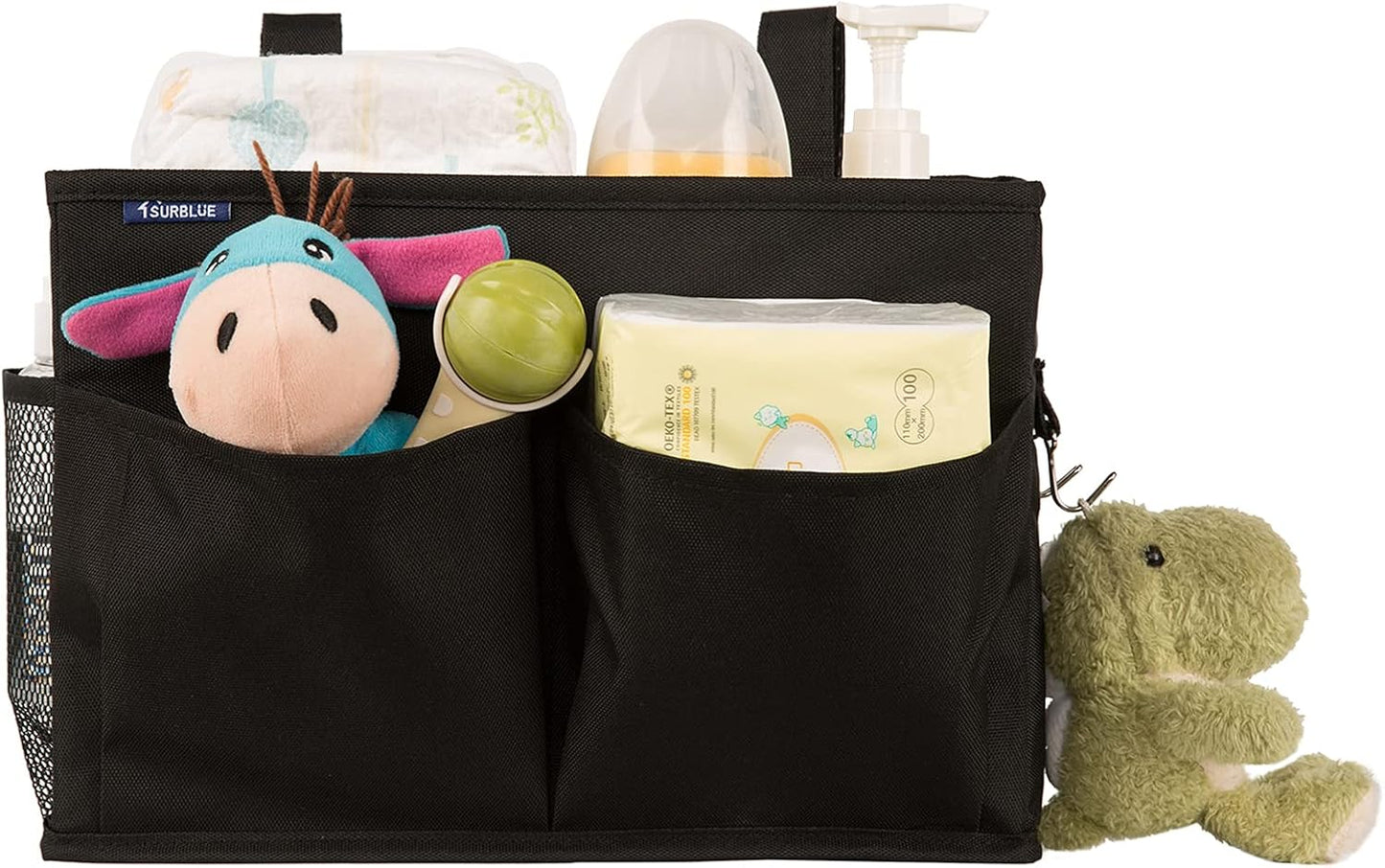 Surblue Caddy Hanging Organizer Bedside Storage Bag for Bunk and Hospital Beds, Black, Small