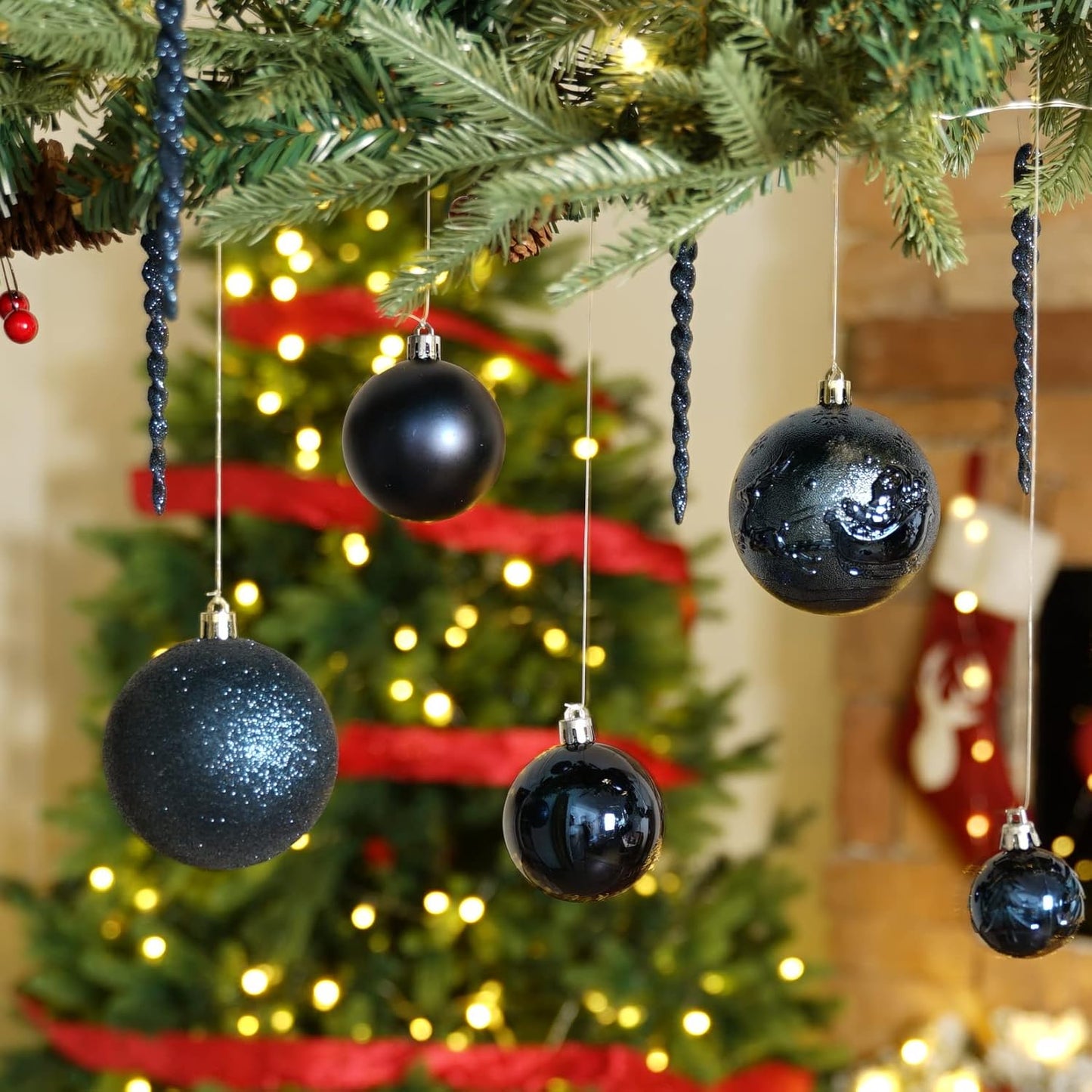 Christmas Ball Ornaments for Christmas Decorations - 41 Pieces Xmas Tree Blue Shatterproof Ball Ornaments with Hanging Loop for Holiday and Party Decoration