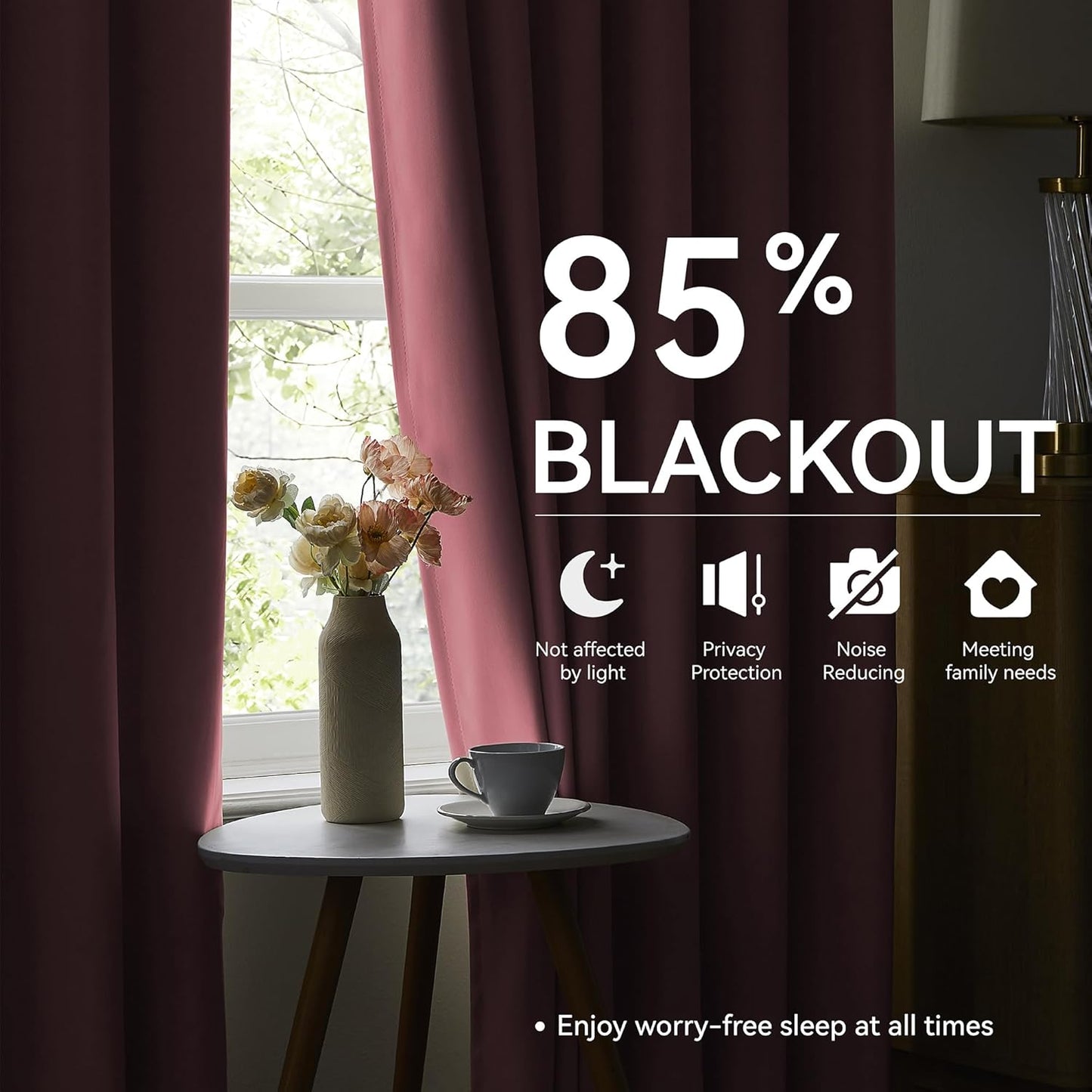 KangBang Pink Long Curtains 120 Inches Long, Pinch Pleat Blackout Curtains for Living Room Soundproof Sliding Door Aesthetic Window Panels for Traverse Rod with Hooks,2 PCs,40Wx120L