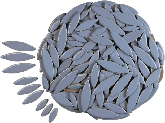 VerzTile Mosaic Tiles for Crafts - Petal Shaped Ceramic Tile Craft Hobbies & Art Projects 39 Color Options Endless Creativity DIY Design (Periwinkle)