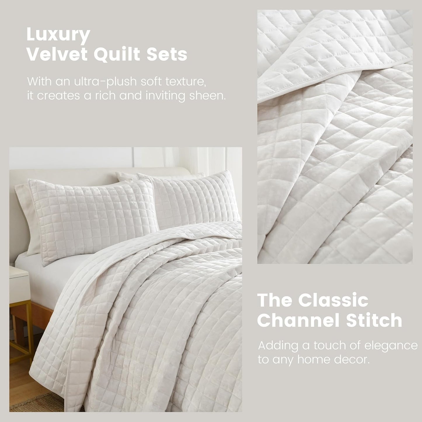 Secgo Twin Comforter Set for Bed - Velvet Quilts Twin Size, Black Bedspreads (68 * 86 Inch) with 2 Pillow Shams, Patchwork Reversible Lightweight Bedding