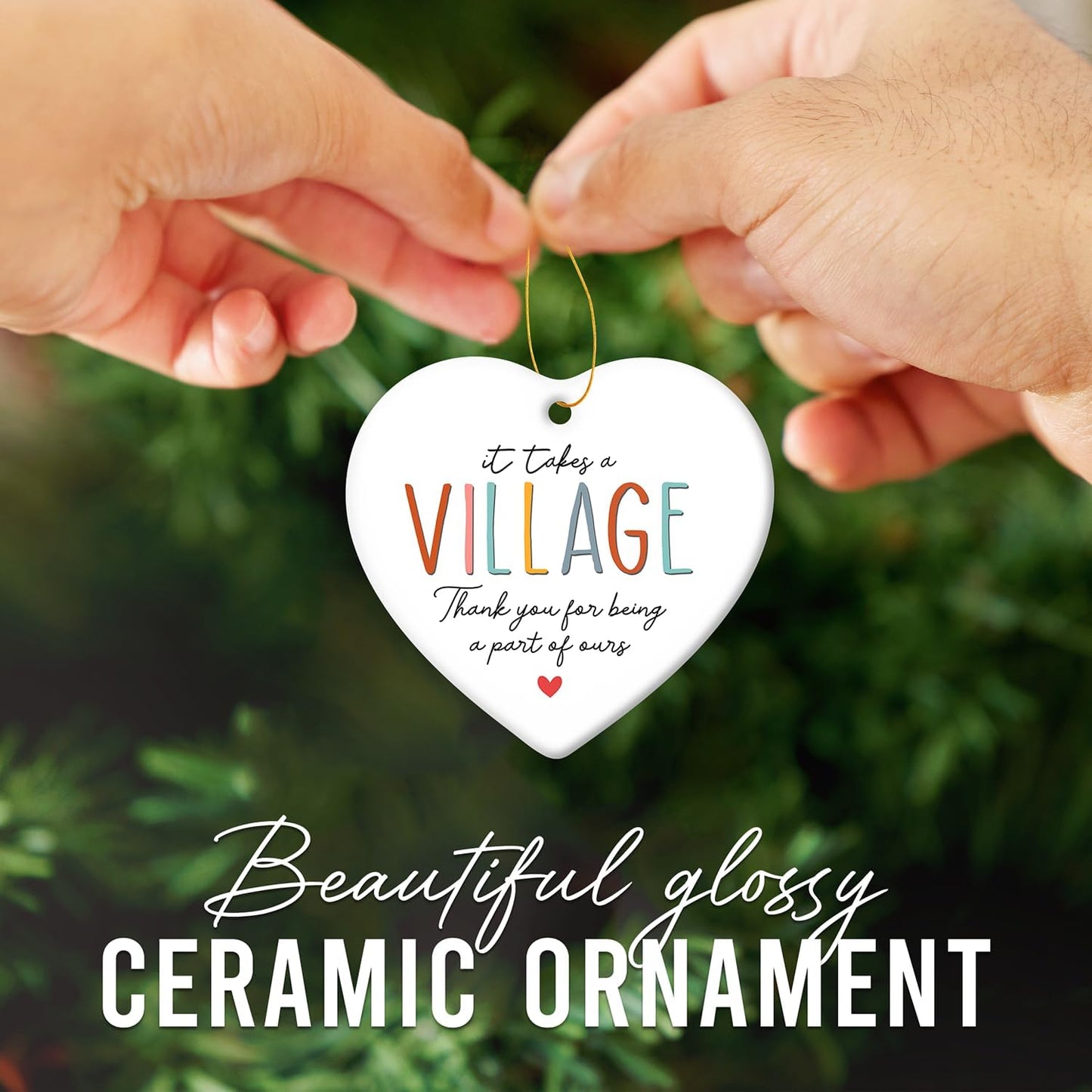 HEXMOZ Thank You Gifts for Women Men - Teacher Appreciation Gifts - Nurses Week Gift - Appreciation Gift for Teacher Nurse Coworker Employee Daycare Provider Nanny Babysitter - Xmas Heart Ornament