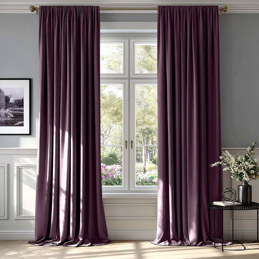 MIULEE Purple Orchid Velvet Curtains Thermal Insulated Blackout Curtain Drapes for Bedroom Living Room Darkening 84 Inches Long Curtains Panels Rod Pocket Set of 2