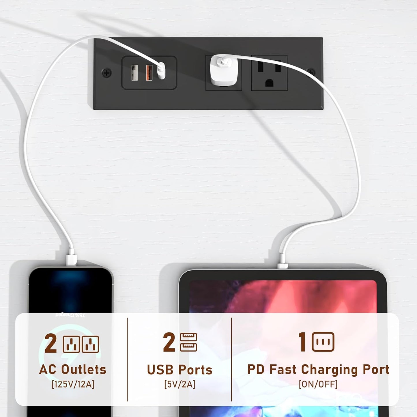 White Malm Dresser for Bedroom, 63 Inch Long 9 Drawers Dresser with Charging Station, Modern Large Wood Chest of Drawers Handle Free for Bedroom, Living Room, Entryway, Hallway, White