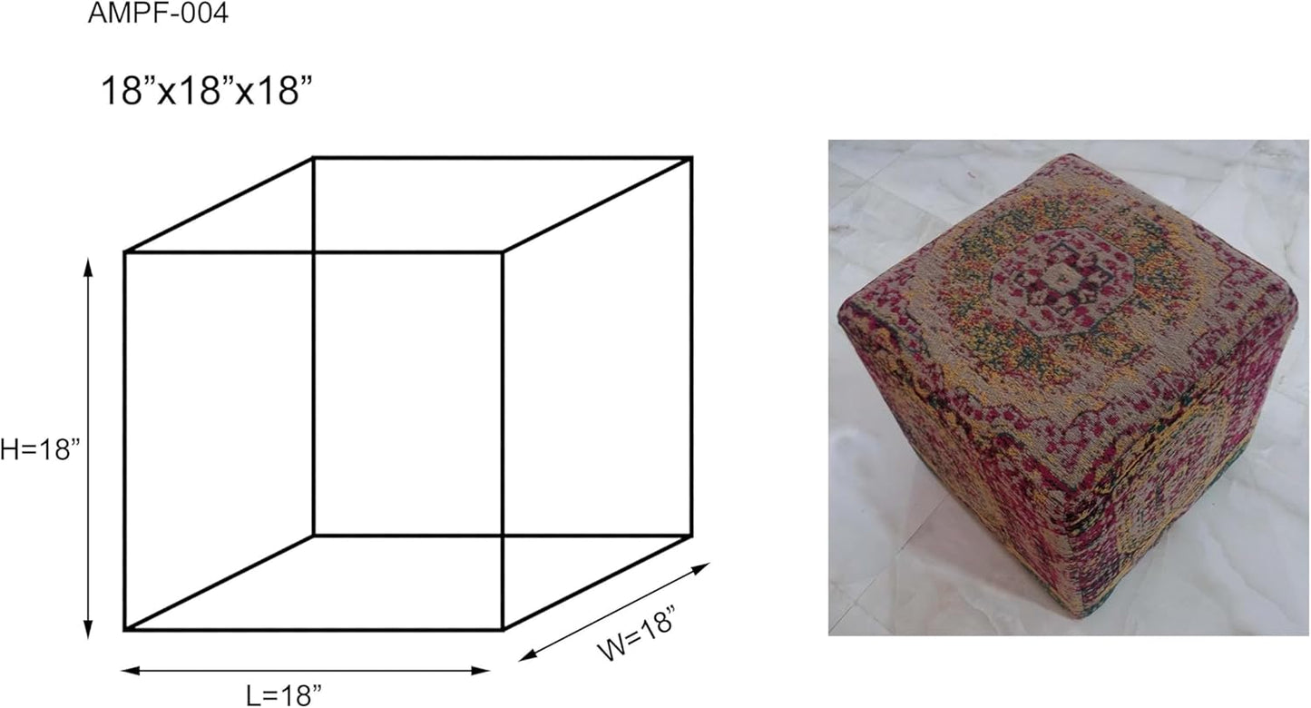 Mark&Day Pouf Ottoman, Kaltenleutgeben Traditional Bright Pink Cube Pouf Foot Rest for Living Room, Bedroom and Boho Home Decor (18"x18"x18")