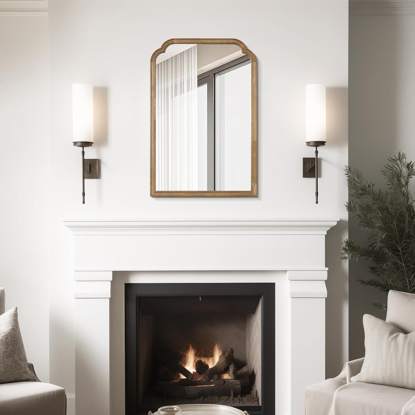 WallBeyond Wood Bathroom Mirrors for Wall Mounted, 24" x 36" Rustic Wood Frame Wall Mirrors Decorative for Living Room or Bedroom Vanity Mirror, Honey-Colored