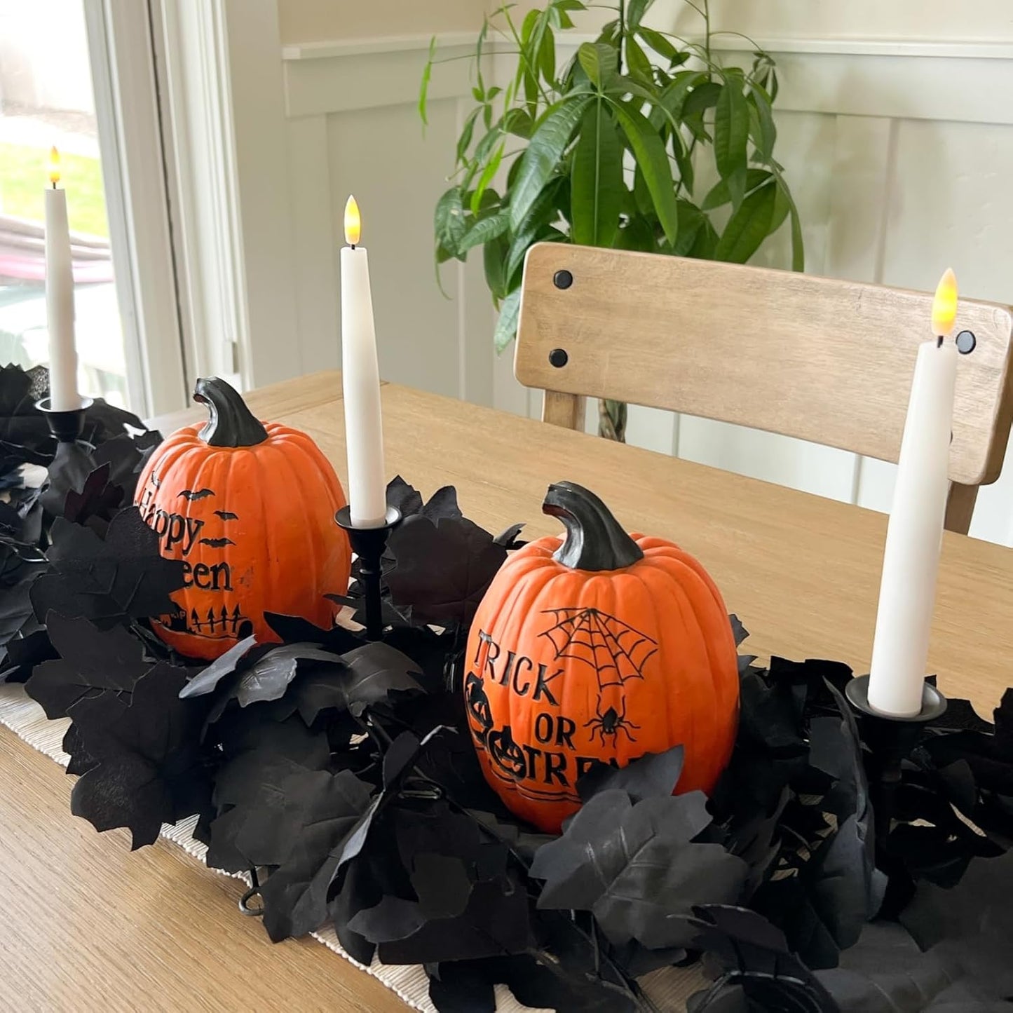 CQURE 9 Pack Black Fall Leaf Garland, Total 53.1Ft Halloween Garland Hanging Vines Artificial Fall Maple Leaves Thanksgiving Decor for Home Wedding Fireplace Christmas