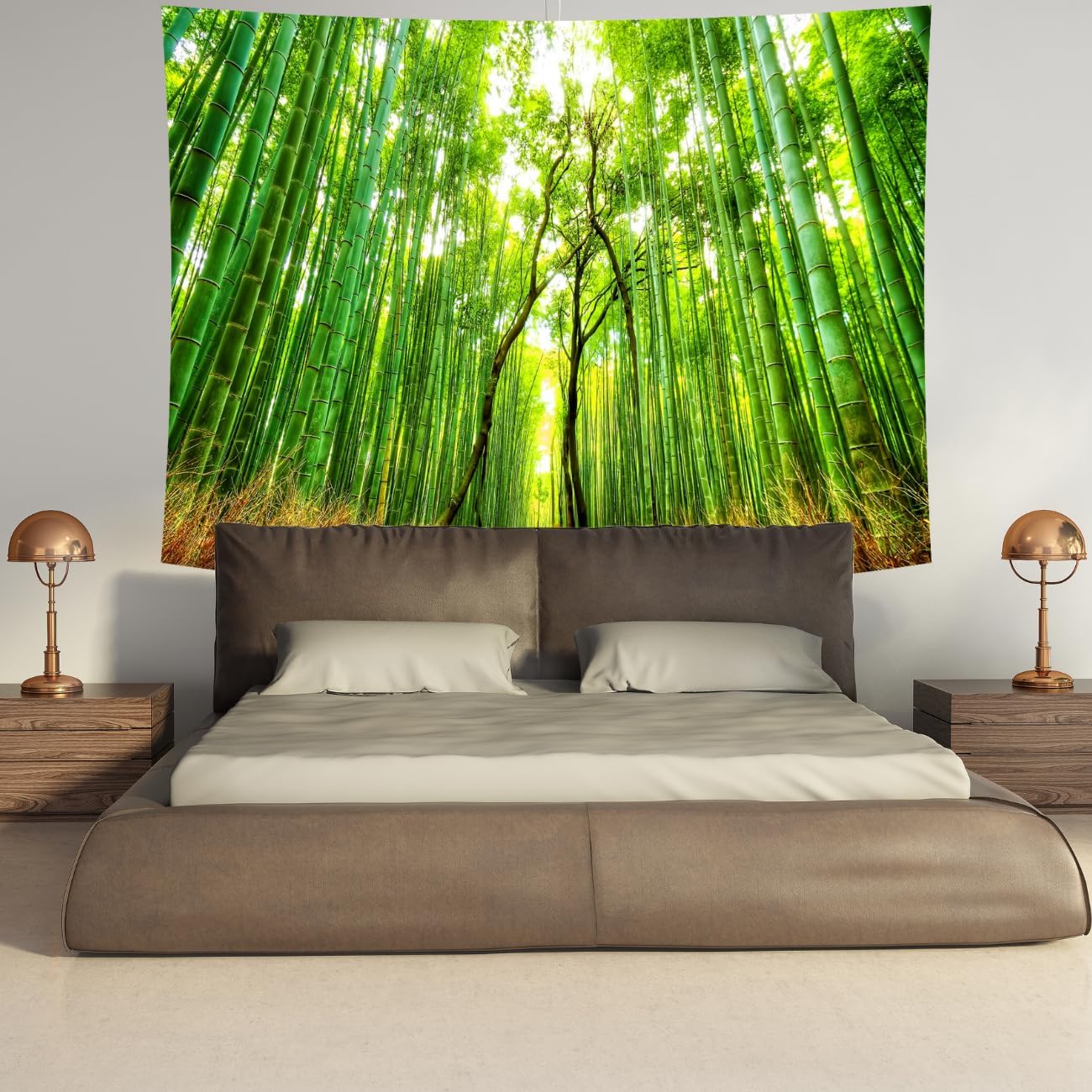 Delur Forest Pathway Tapestry Sunset Tropical Rainforest Nature Tree Tapestry Wall Hanging Sunrise Scenic Natural Green Landscape Headboard for Bedroom Living Room Home Decor (51.2" x 59.1")