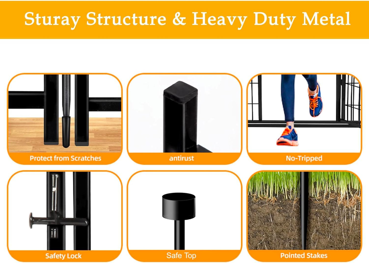 Tall Garden Fence with Gate 48 in(H)×27 in(L) 12 Panels Total 26.6 Ft(L), Garden Fencing to Keep Dogs Out, Heavy Duty Iron Metal Animal Barrier Fence, Flower Bed Fencing