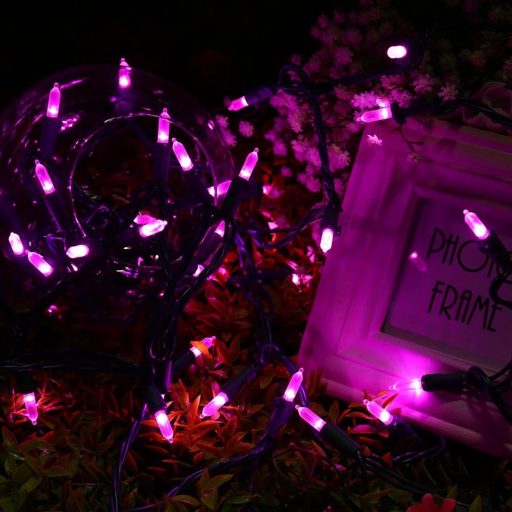 Brizled Pink Christmas Lights, 33ft 100 LED String Lights, Decorative Xmas Tree Light 120V UL Certified Connectable Christmas String Light Pink Mini Lighting for Indoor & Outdoor Wedding Room Party