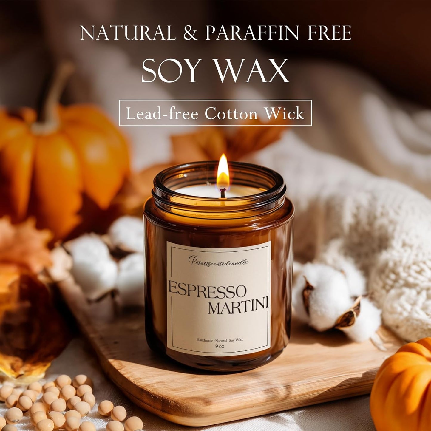 Espresso Martini Highly Scented Candles for Home, 9oz Natural Soy Aromatherapy Coffee Candle with Essential Oil, Home Fragrance Stress Relief & Meditation Jar Candles Gifts for Men Women