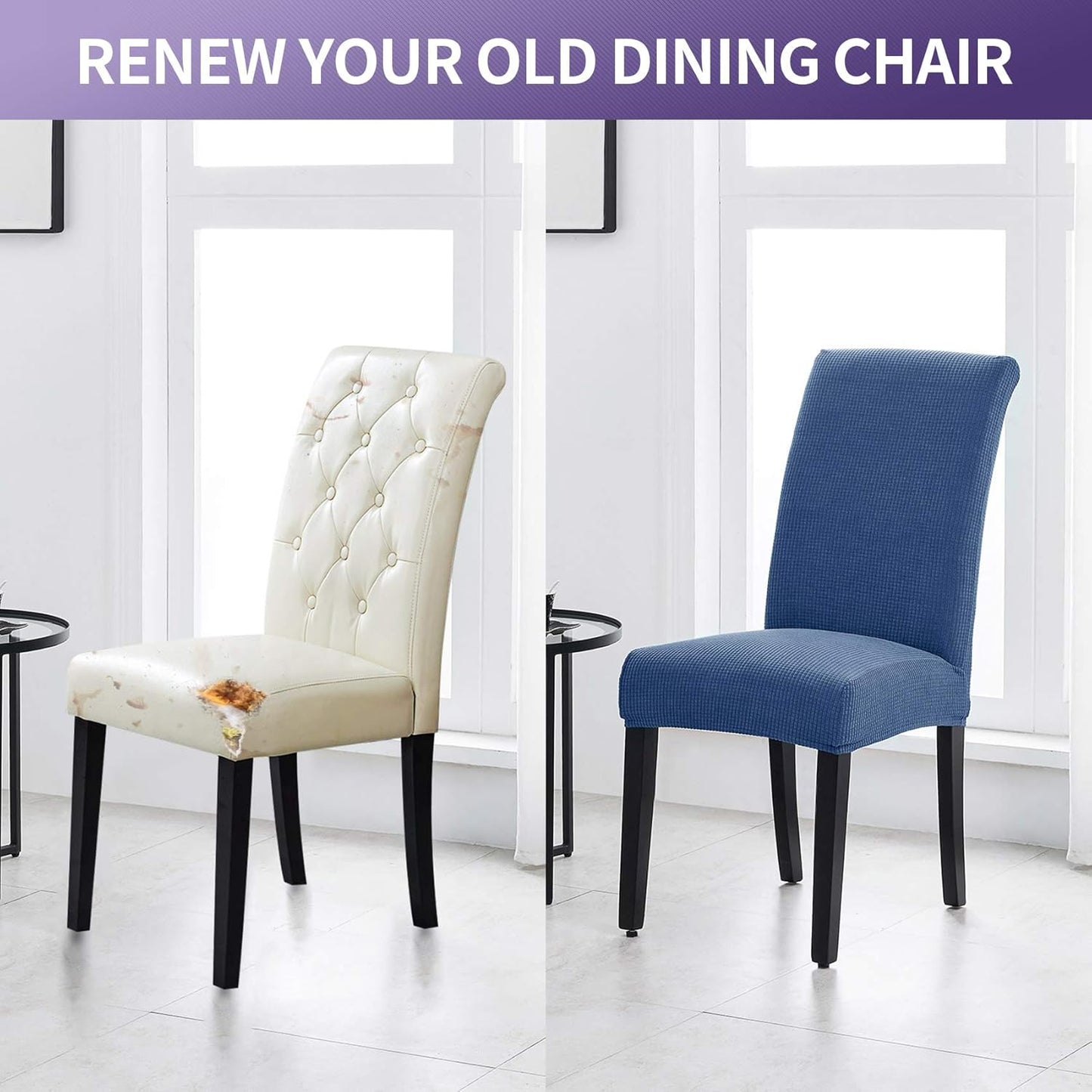 Joccun Chair Covers for Dining Room Set of 2,Dining Chair Slipcovers Stretch Dining Room Chair Covers Seat Protector,Washable Parsons Chair Cover for Home,Hotel(Riverside,2 Pack)