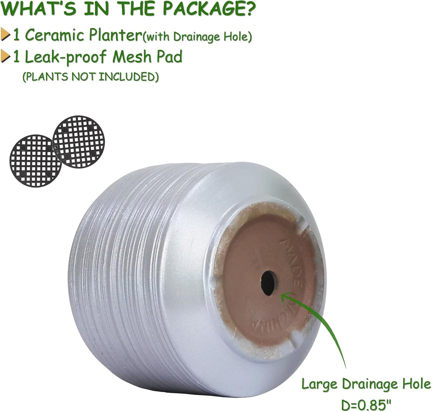 10 Inch Ceramic Plant Pot with Drainage – Large Flower Pot for Indoor Outdoor Plants, Modern Decorative Planter for Patio, Balcony, Garden, or Home Decor