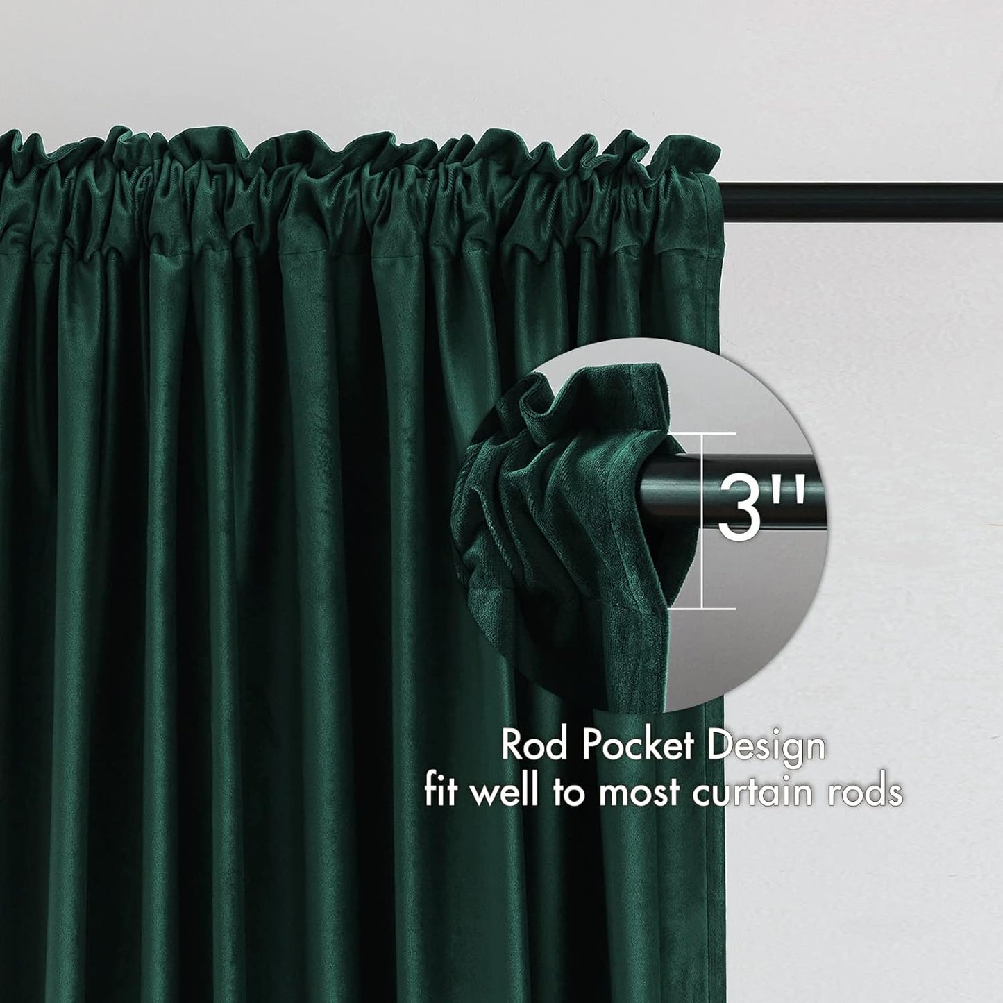 MIULEE Dark Green Velvet Curtains Thermal Insulated Blackout Curtain Christmas Emerald Green Drapes for Bedroom Living Room Darkening 84 Inches Long Curtains Panels Rod Pocket Set of 2