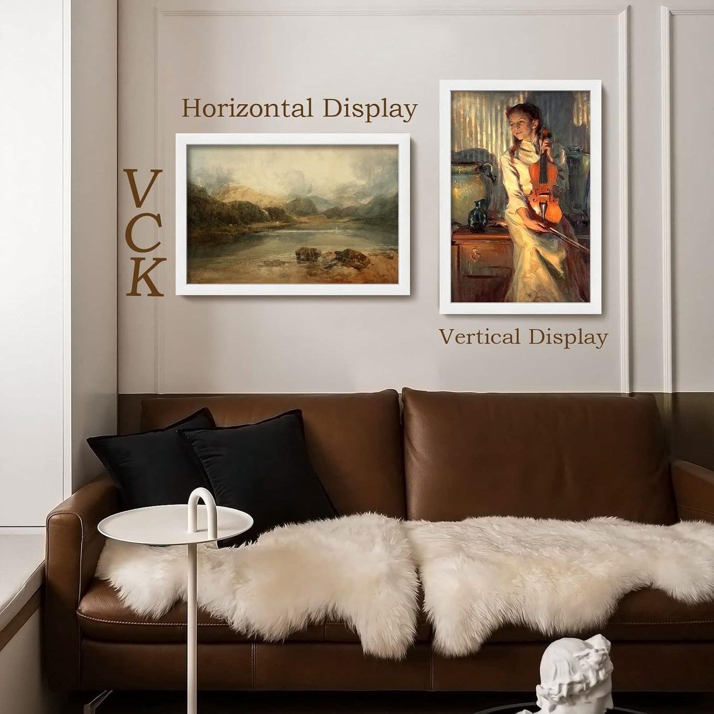 VCK 16x24 Poster Frames Set of 3, White Solid Wood Picture Frame, Textured Exclusive Wall Gallery Frame