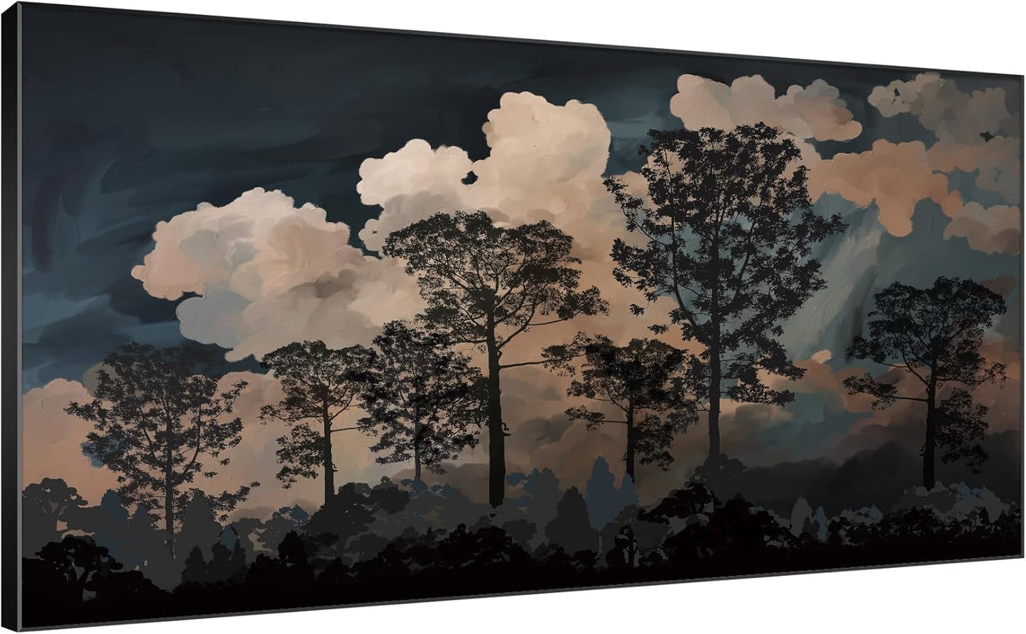 SIGNWIN 36"x72" Extra Large Framed Wall Art Silhouetted Trees at Dusk, Dramatic Forest and Cloudscape for Home Living Room Bedroom Decor (Frame Assembly Required)