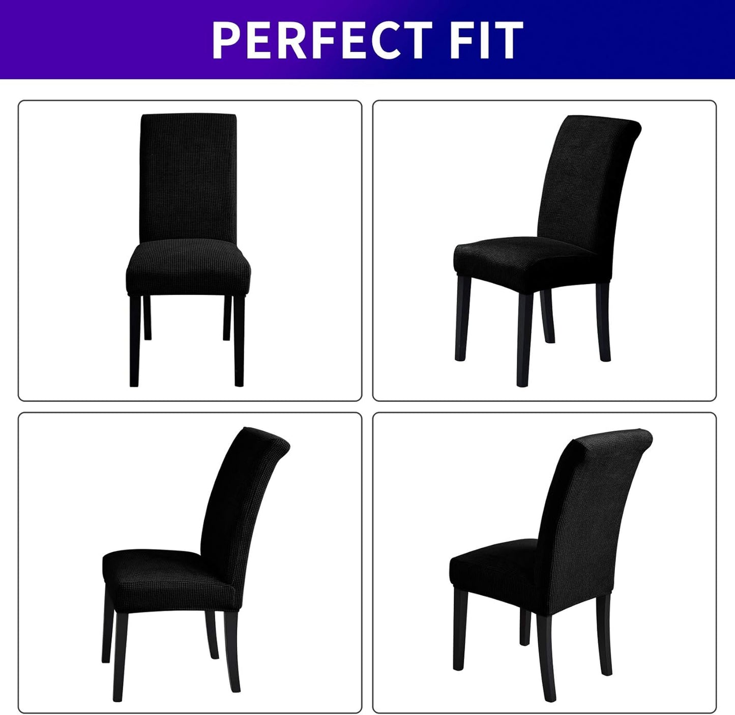 Howhic Stretch Chair Covers for Dining Room Set of 2, Removable Washable Dining Room Chair Covers, Dining Chair Slipcovers Seat Protector, Great for Home Decor and Banquet (Black, 2 Pack)