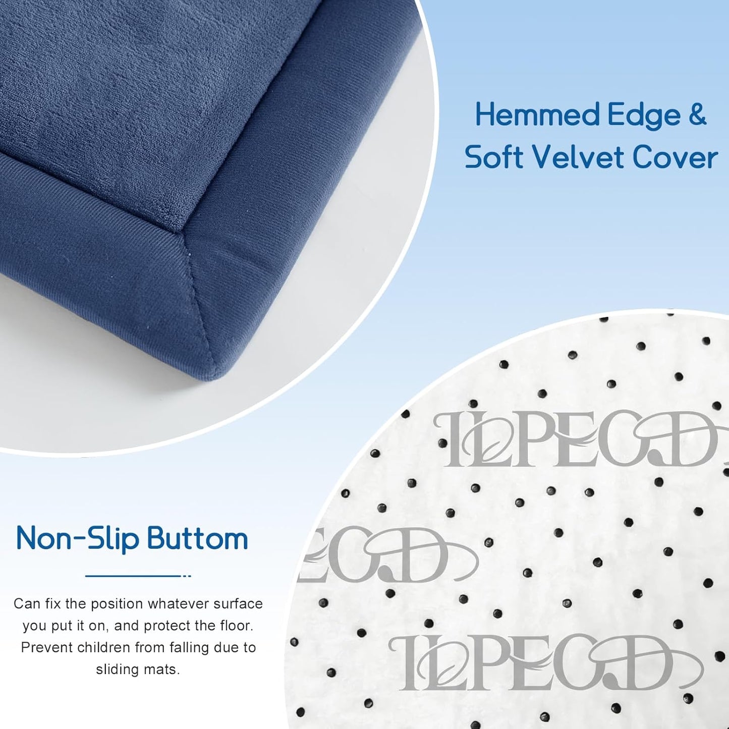 Baby Play Mat for Floor Tummy Time Mat Nursery Rug Muscle Mat Area Rug Playroom Rug Tatami Mat 6'7"x4'11" Memory Foam 1.3" Thick Crawling Mat for Babies,Toddlers, Infants, Kids,Floor Mat(Blue)