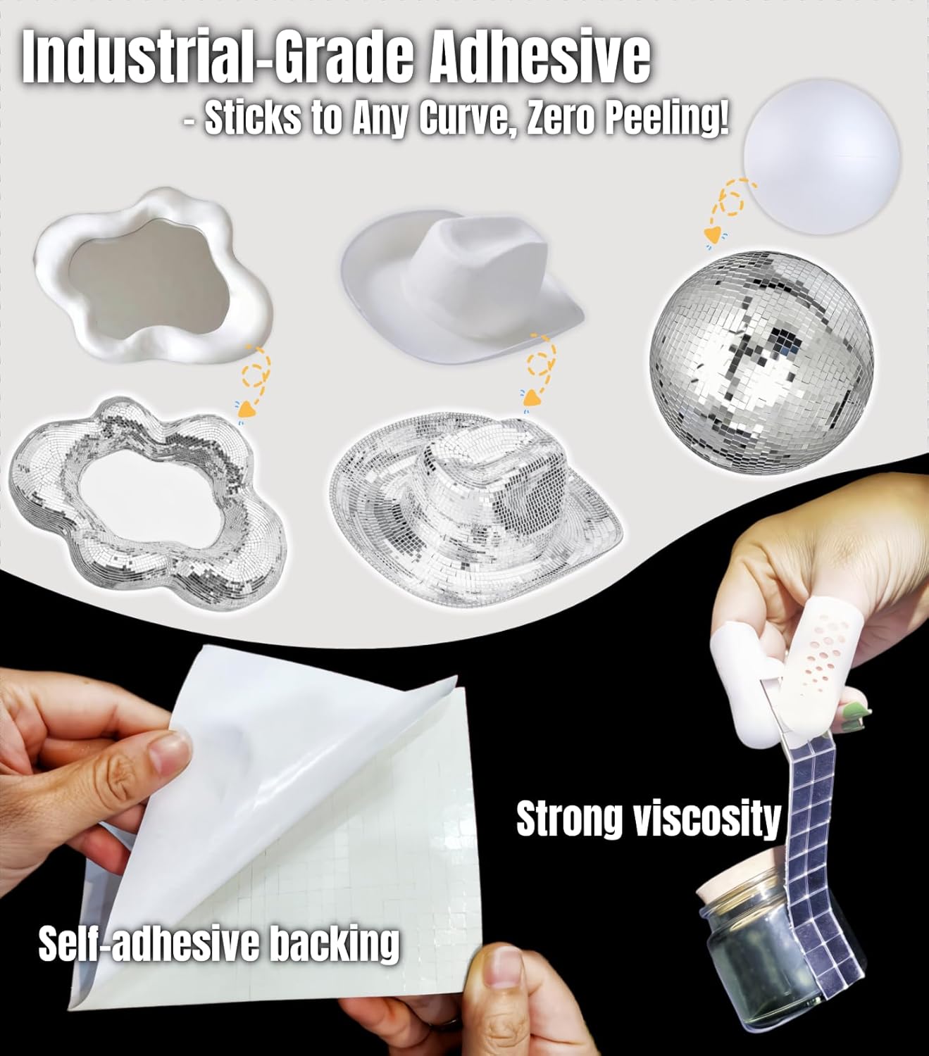 Disco Mirror Tiles,7200 Pcs Self-Adhesive Glass Mini Square Mosaic Tiles/Stickers for DIY Craft Decoration,5 x 5 mm