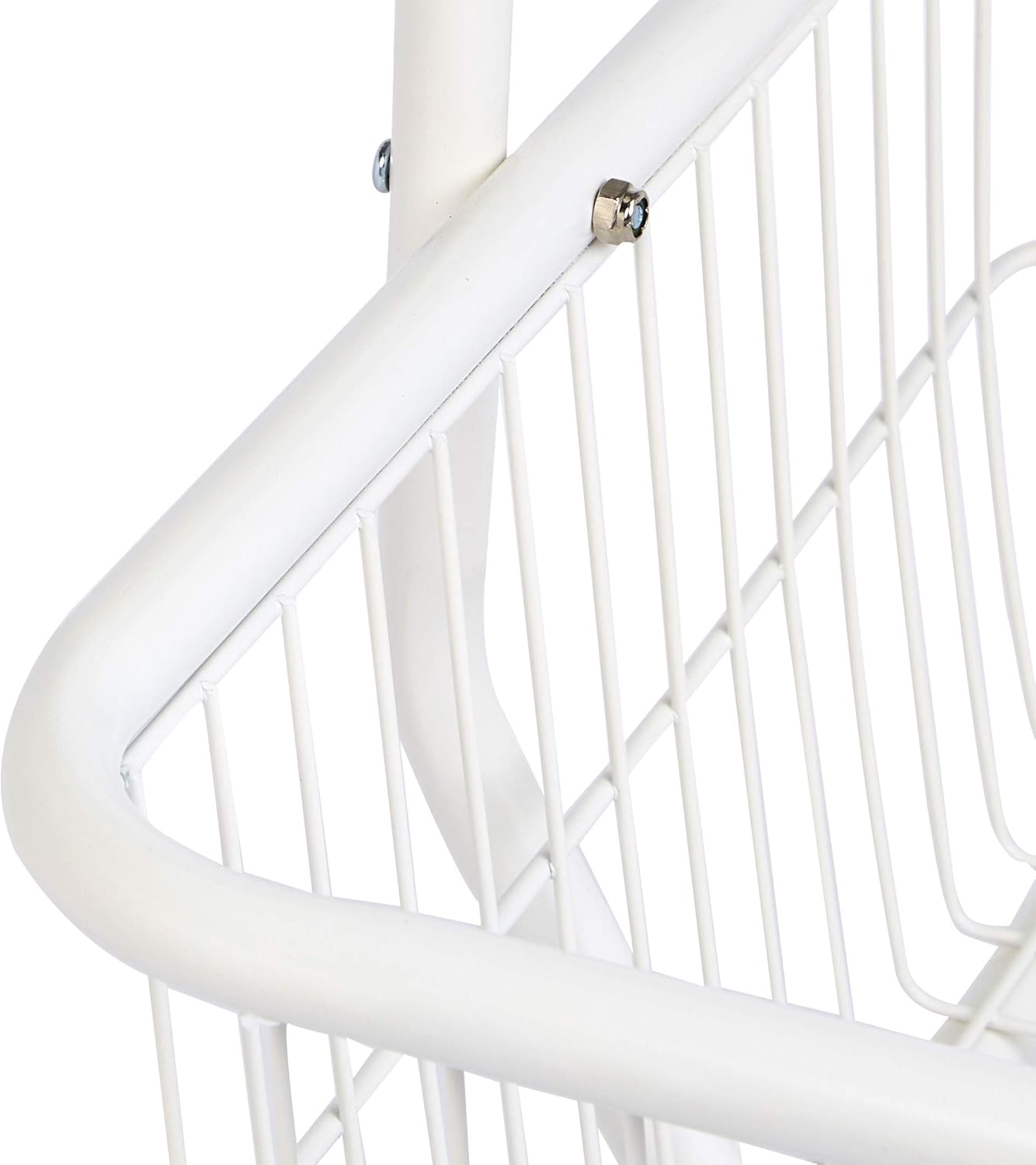 Amazon Basics Rectangular Laundry Hamper Basket Butler Cart with Wheels and Hanging Rack, White