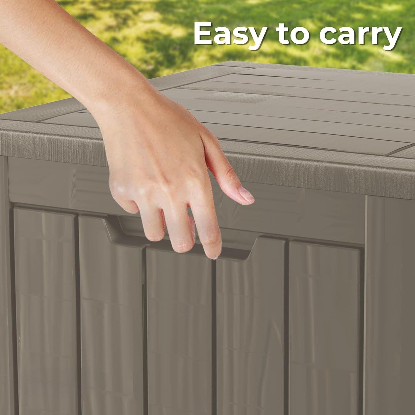 35 Gallon Resin Deck Box, Waterproof Outdoor Storage Bin for Patio, Poolside, and Garden, Lockable & UV-Resistant,Grey