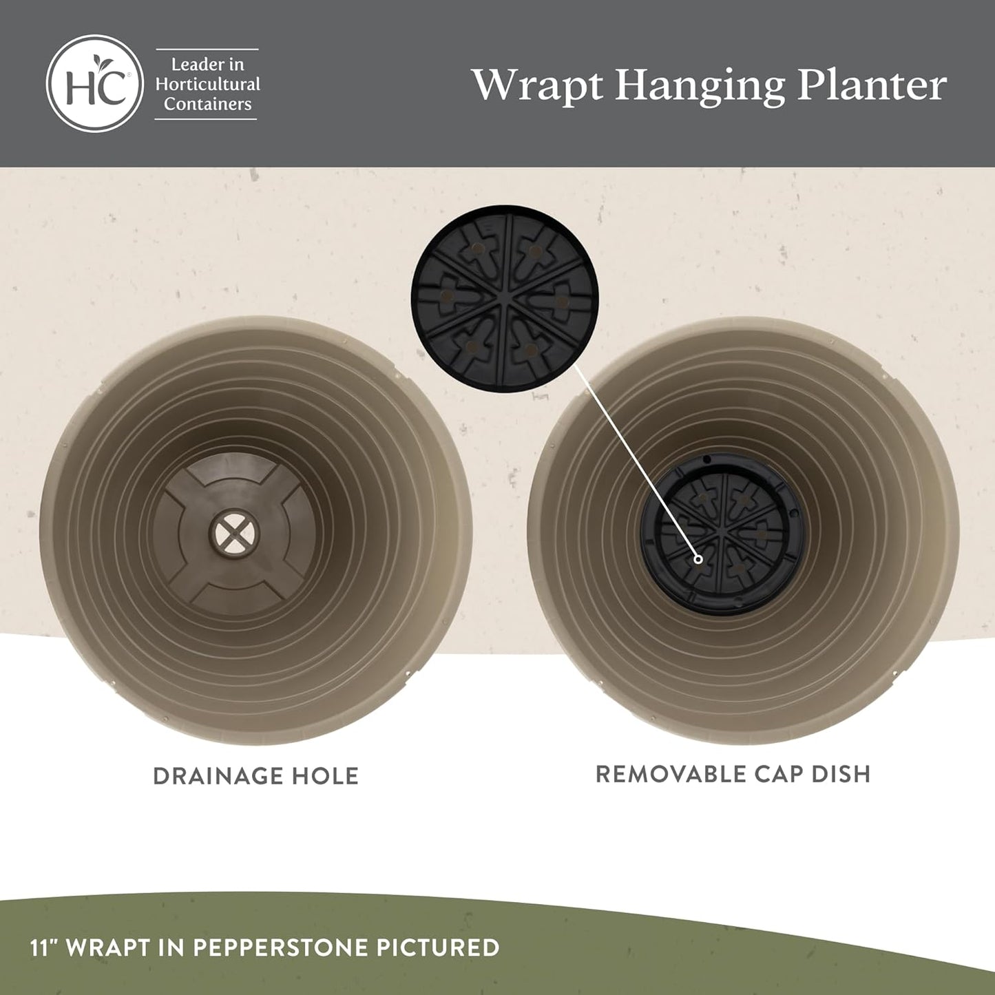 The HC Companies Wrapt Hanging Planters - Lightweight Plant Pot Hanger for Hanging Plants, Vegetables & Herbs - Outdoor & Indoor Hanging Basket for Plants (11" Black, Pack of 2)