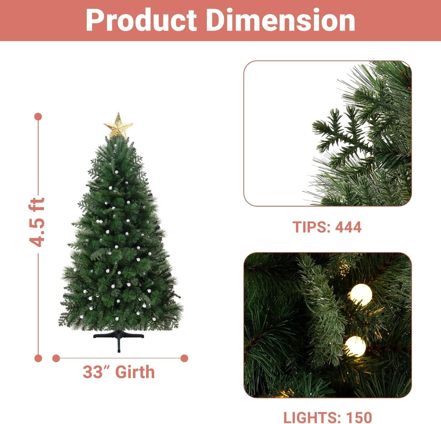 Naomi Home Evangeline Traditional Christmas Tree Green/4.5ft