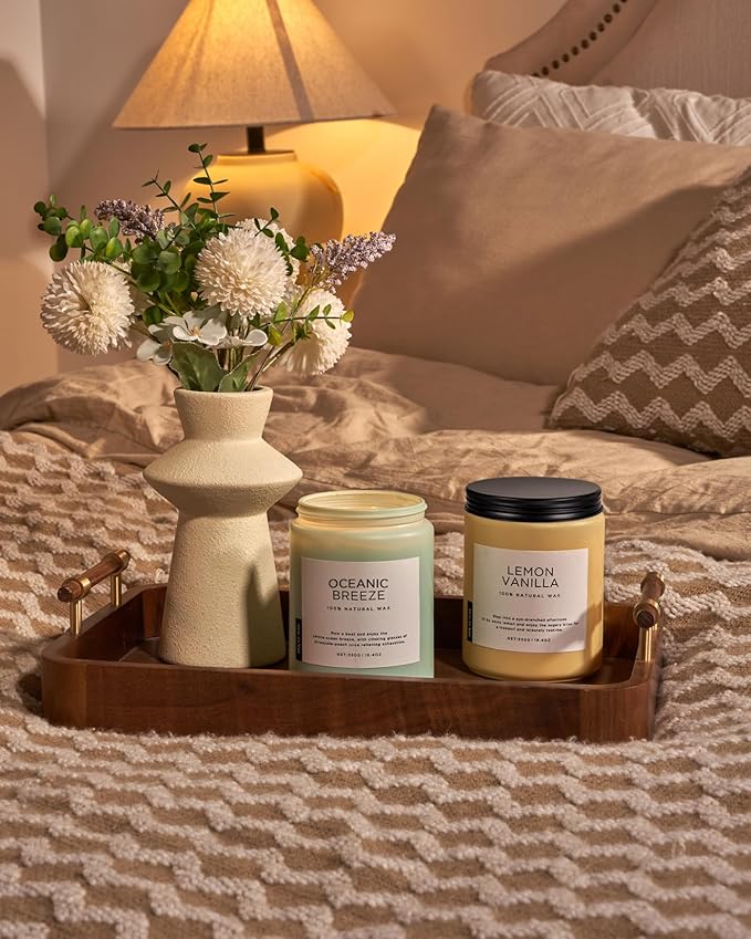 M&SENSE Candle Oceanic Breeze Scented, 19.4oz 110 Hour Long Lasting 2 Wick Pineapple & Mango Scent Natural Soy Candles for Home Scented for Stress Relief & Women/Men