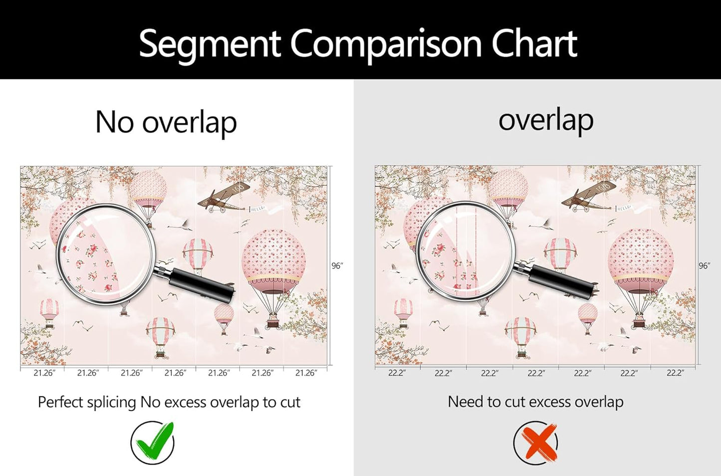 WFBHUA-Hot Air Balloon Wallpaper Mural Cute Animals Airplanes Pink Wallpaper for Nursery Wall Decoration Girls Bedroom Baby Room Kids Room (Not Peel and Stick)