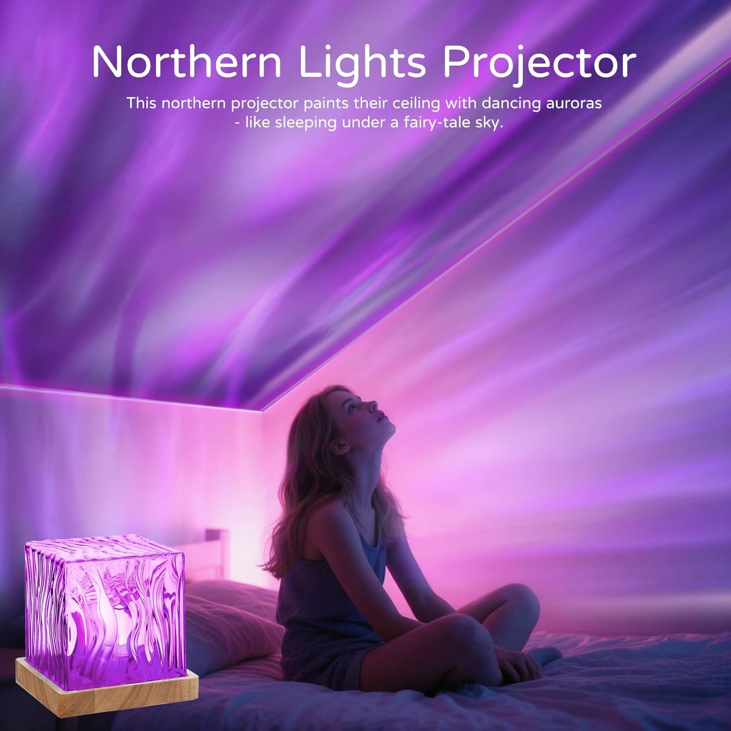 Northern Lights Projector, Luminorthe Cube Lamp Lava Lamp Ambient Lighting Galaxy Projector with 16 Colors and Aurora Drift Effects for Room Decor Teen Girl Gifts Classroom