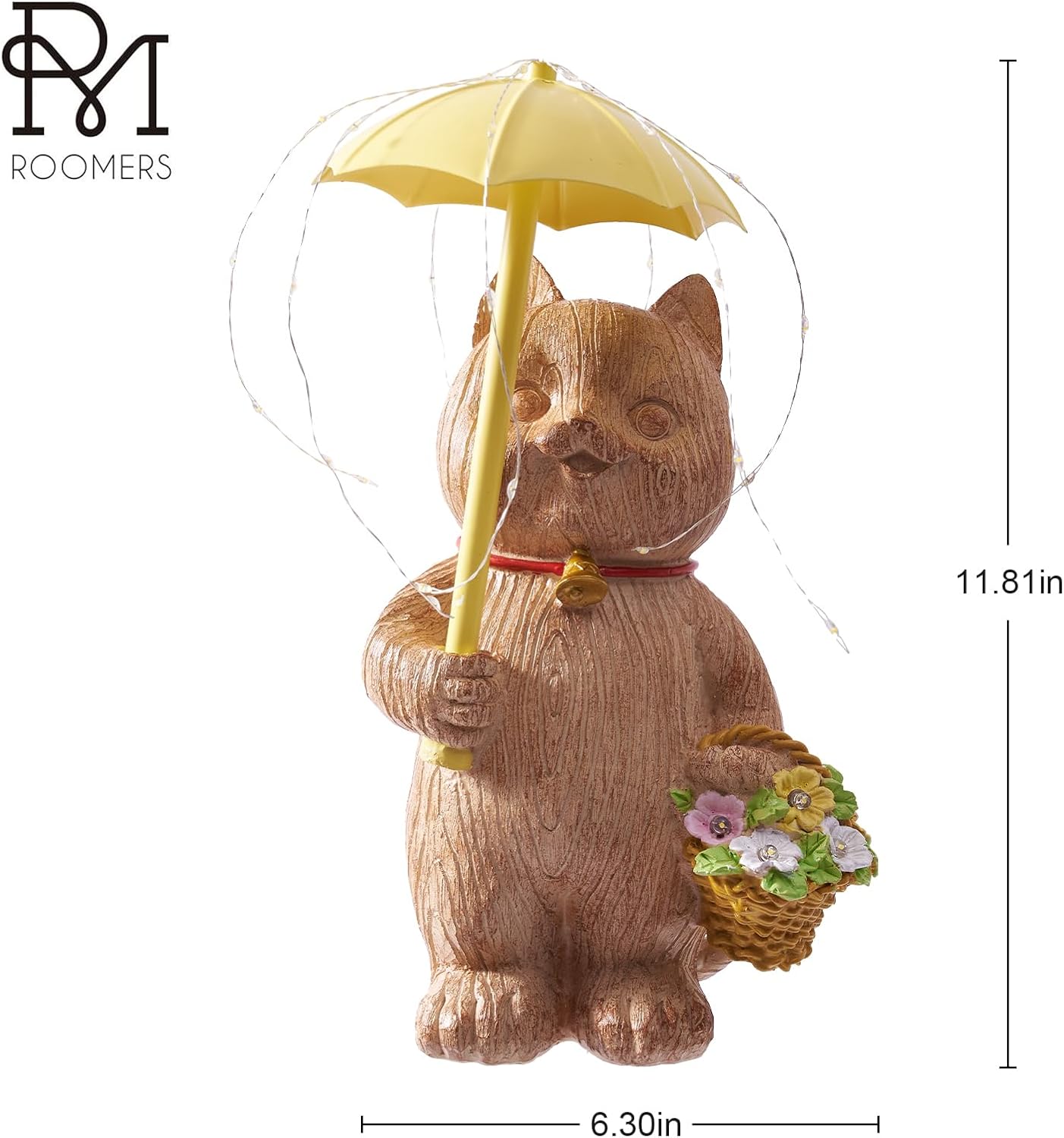 RM ROOMERS Cat Garden Decor with Lights Outdoor Solar Cat Statue Decor for Yard Porchm Lover Gifts for Women Lights Gardening Housewarming Retirement Lawn Ornaments