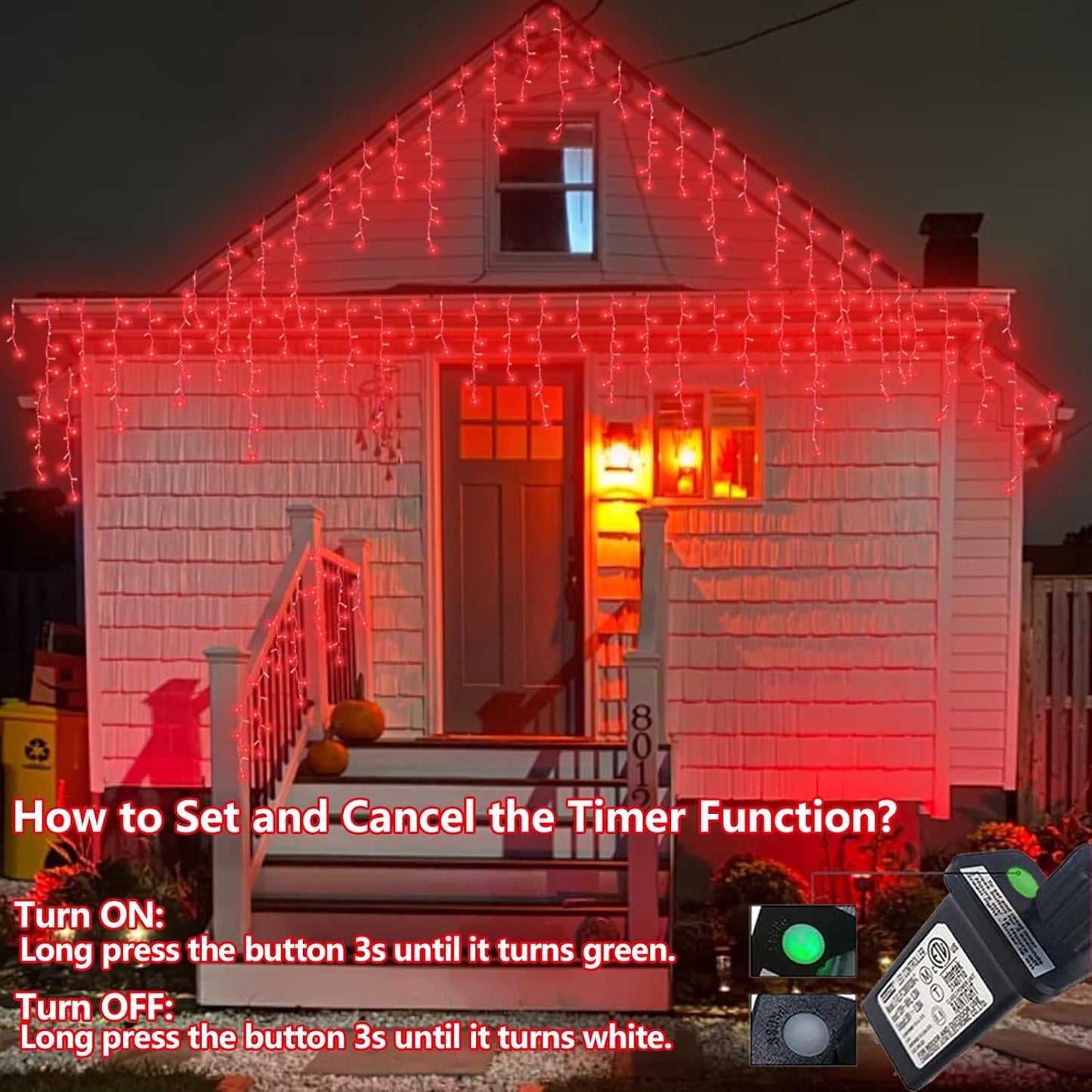 YEGUO 33ft 400 LED Red Icicle Lights for Outside, 80 Drops Icicle Christmas Lights with 8 Modes, Connectable Icicle String Lights with Memory Timer