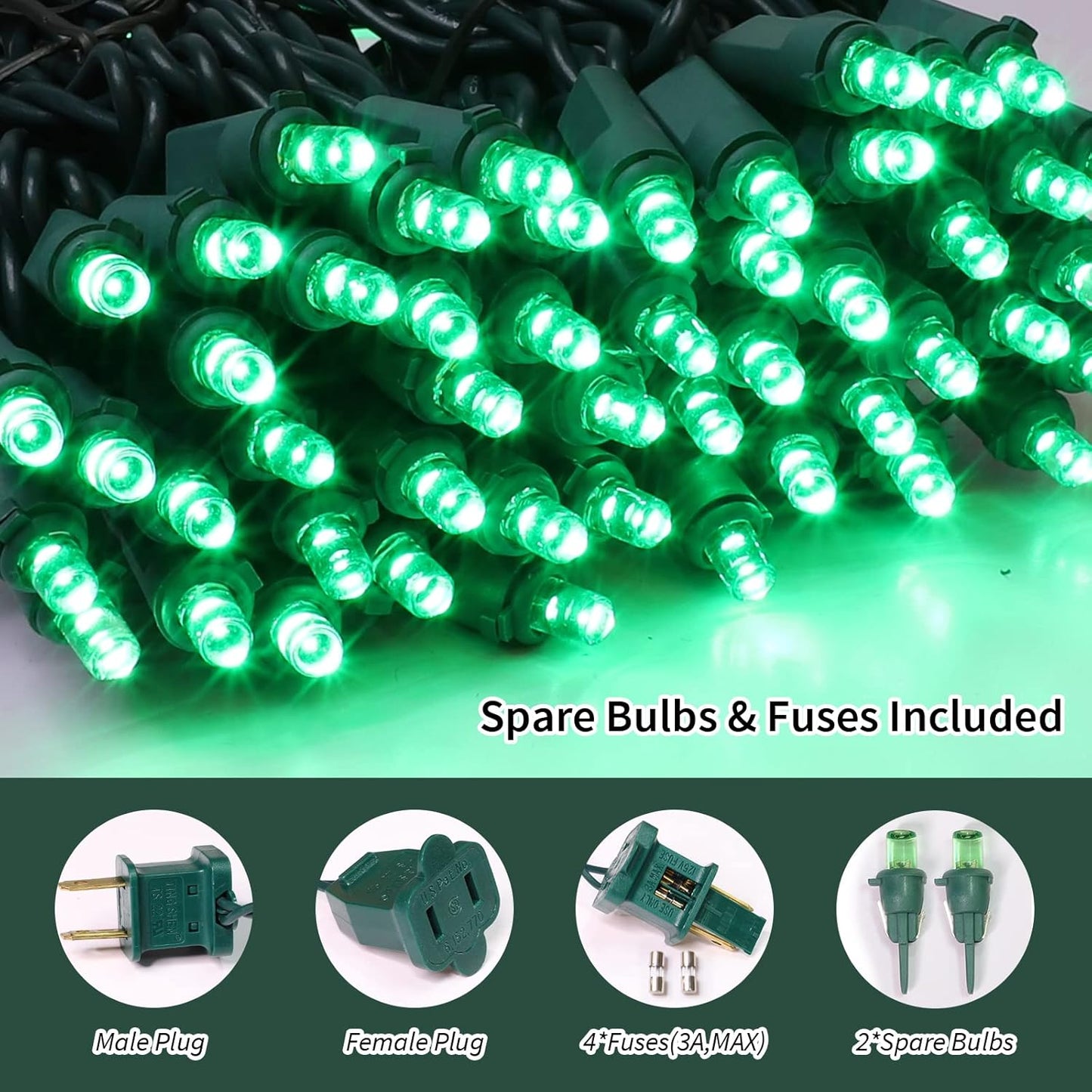 100 Count Green- String Lights - 21.6FT LED Christmas Lights, Mini led Lights for Indoor Outdoor Home Holiday Party Wedding Independence Day Decoration