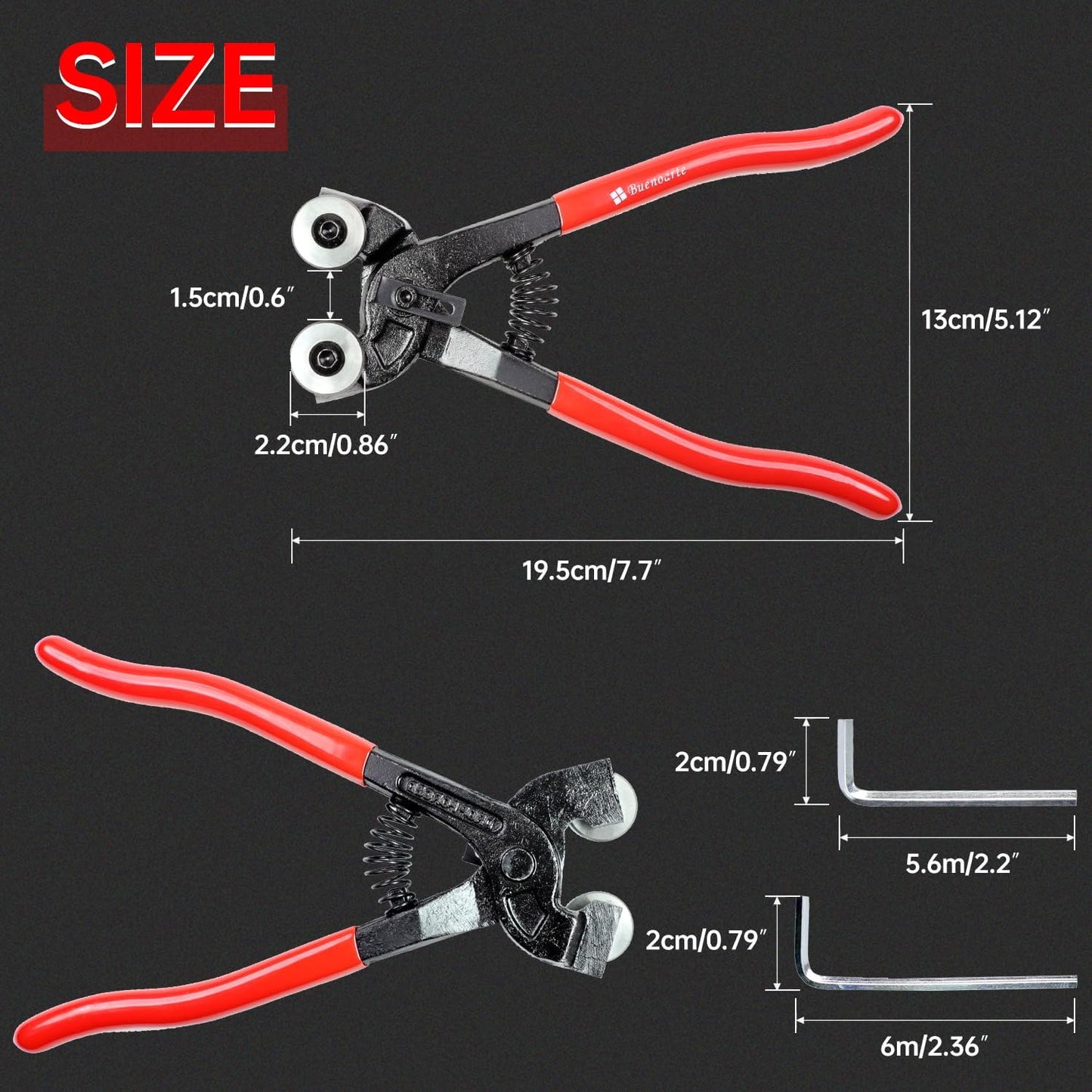 Glass Tile Nippers - Heavy Duty Wheeled Glass Mosaic Nipper & Hd Ceramic Tile Nipper, Tile Cutter Pliers Soft-grip Handle - Shapping Plier, Nipper Cutting Tools (8 Inch Wheeled Glass Mosaic Nipper)